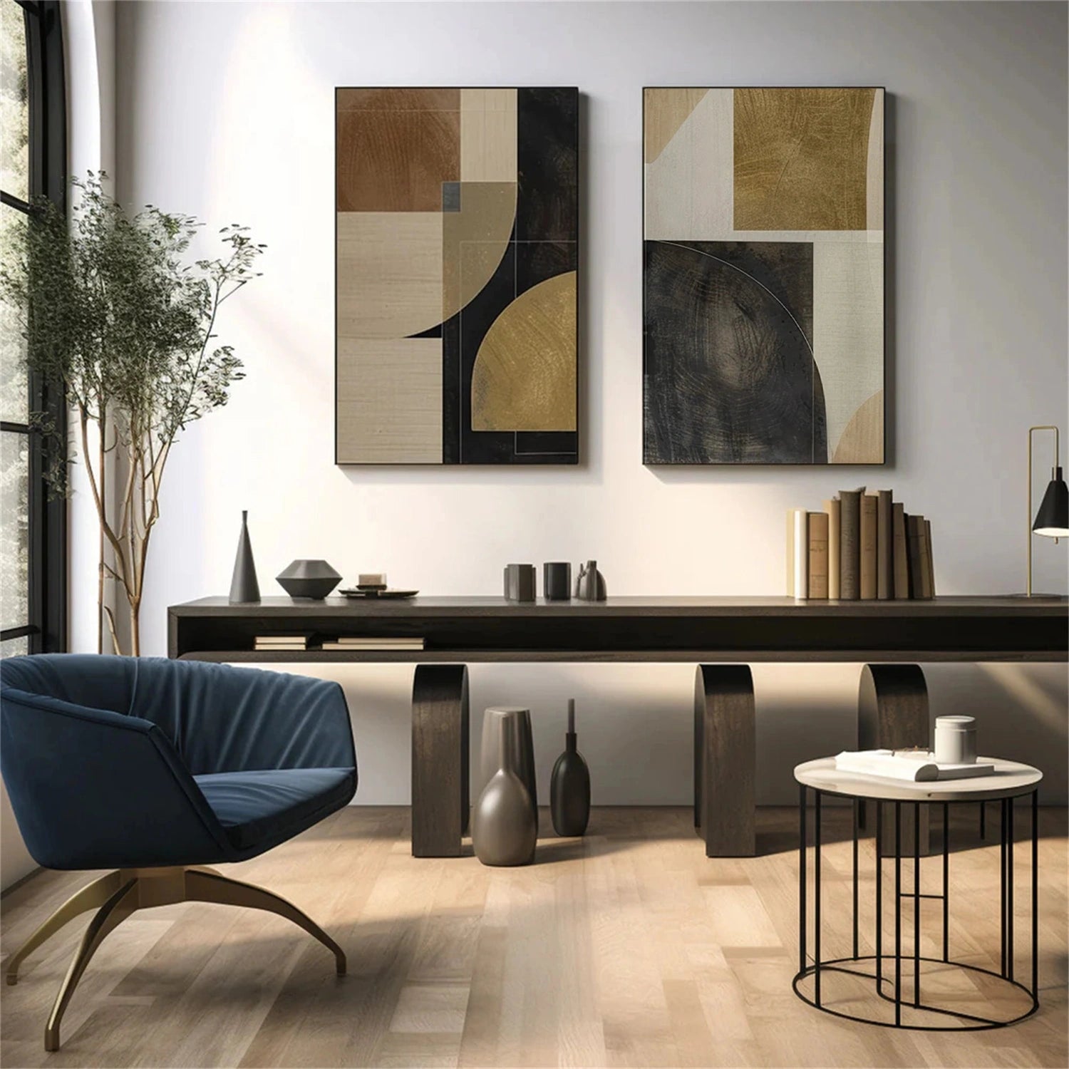 Abstract Painting Set of 2 - Modern Wall Art for Living Room & Bedroom Decor - #AB277 - Perfect for Home & Office Interior Design