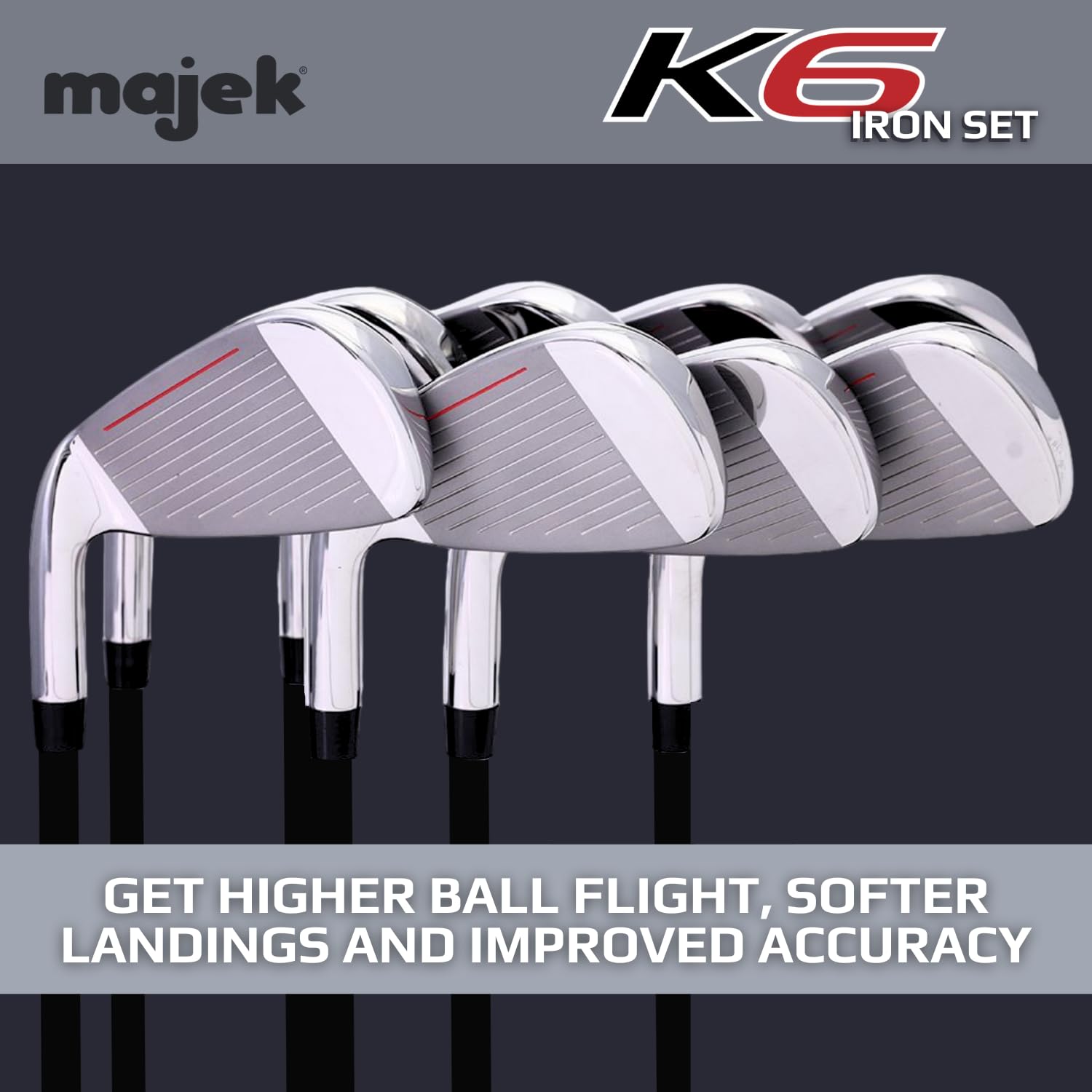Majek K6 Senior Men's Golf Iron Set - 8-Piece Complete Set (4-PW, SW) Right Handed with Senior Flex A Shaft - Designed for Short Men 5' to 5'4