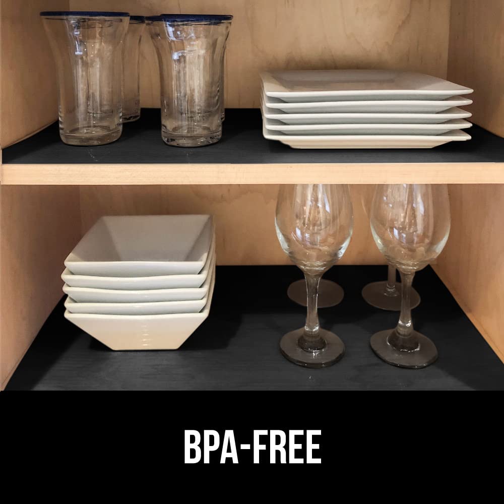 GORILLA GRIP DuraGuard Non-Adhesive Shelf Liner - 20x30 Inch Waterproof Cabinet Liner for Kitchen Drawers, Refrigerator, Pantry, Bathroom & Closet Storage - BPA Free Durable Plastic Shelf Protector (Jet Black) - Perfect for Organizing and Protecting Surfaces in Home & Office
