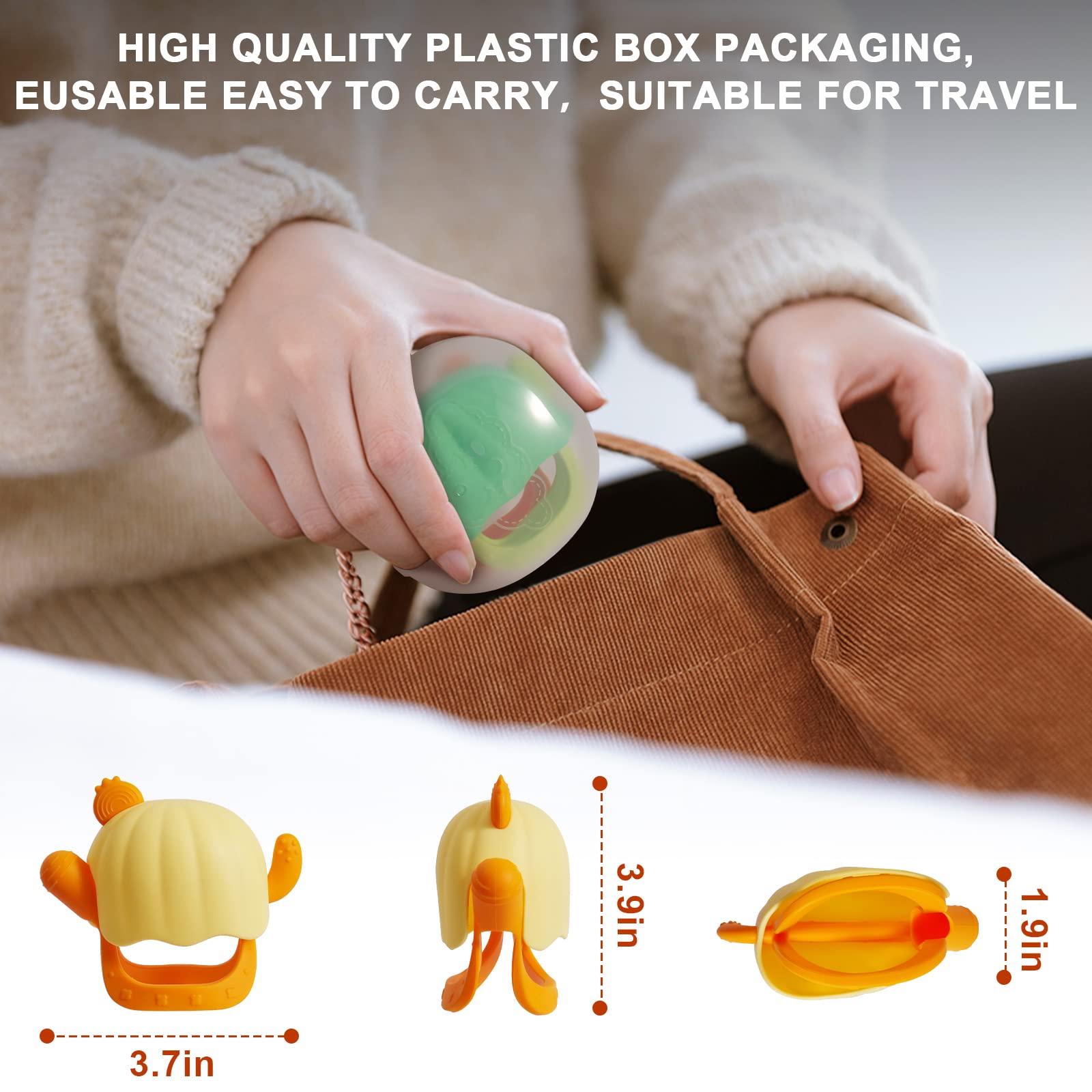 2 Pack Baby Teething Toys for 0-9 Months - Soothing Sore Gums Relief, BPA-Free Infant Teethers with Storage Case & Gift Box (Yellow & Green) | Perfect Baby Shower Gift & On-The-Go Teething Solution