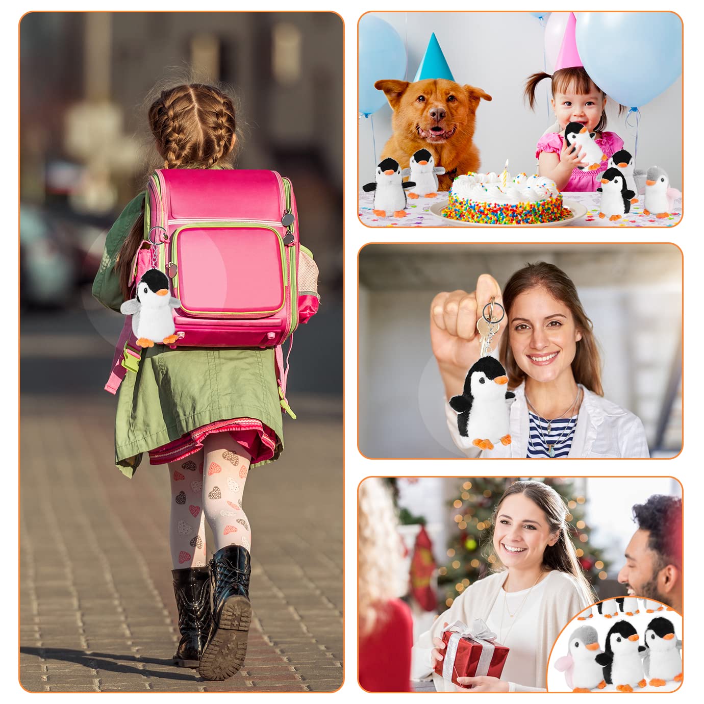 12-Piece Mini Stuffed Animal Penguin Plushies - 4.3 Inch Cute Small Plush Penguins for Party Favors, Keychains, Bag Charms & Home Decor (Black, Grey, Pink) - Perfect for Birthday Parties, Baby Showers & Christmas Stocking Stuffers