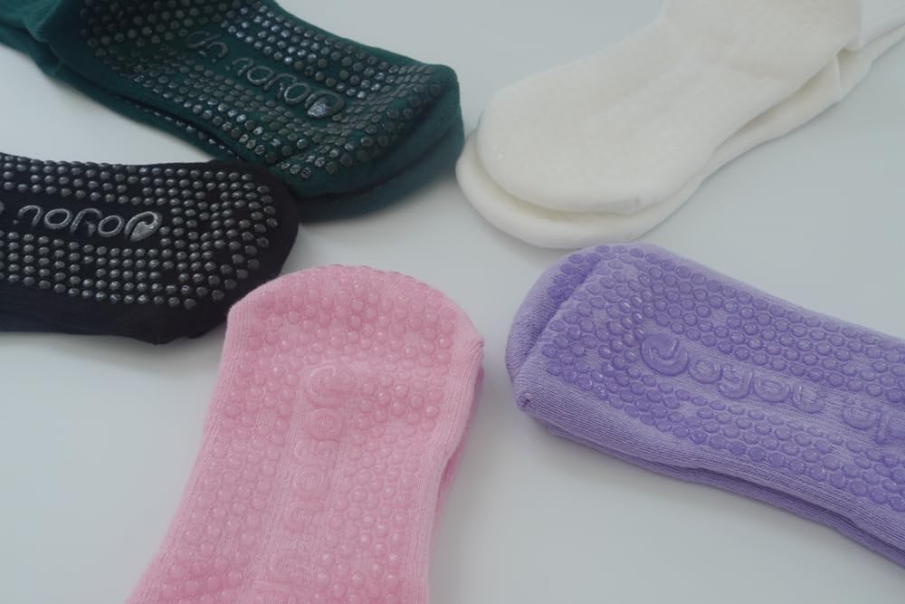 Joyou 4-Pack Non-Slip Pilates Grip Socks for Women - Anti-Slip Yoga & Barre Socks with Sticky Soles, Breathable Workout Socks for Gym, Dance, Ballet and Home Exercise