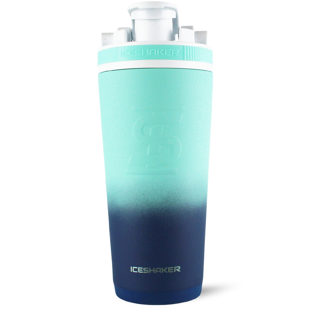 Custom 26oz Mother's Day Ice Shaker Bottle - Navy Mint Ombre Gradient Design | Leakproof Stainless Steel Water Bottle for Gym, Workout, Office & Outdoor Activities