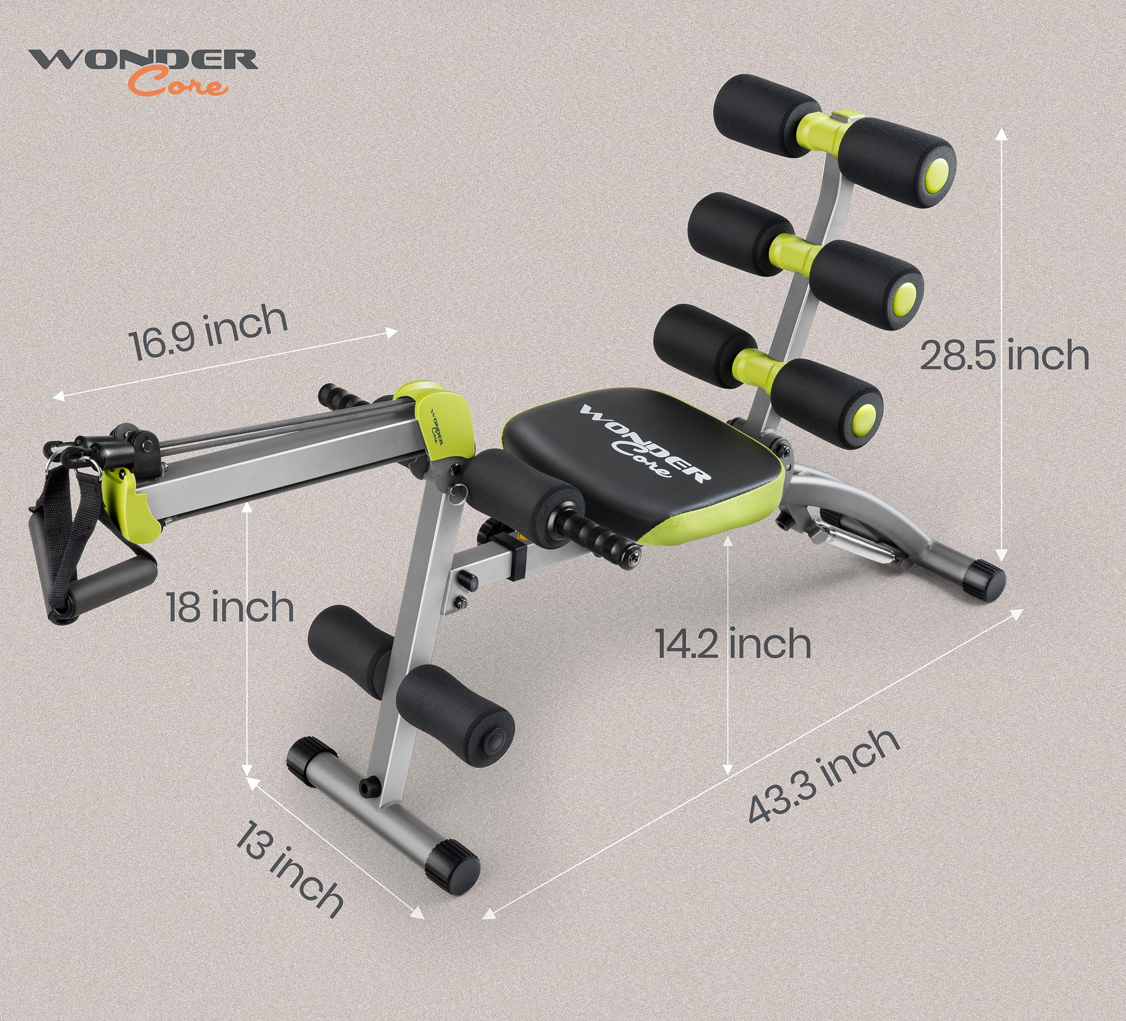 WONDER CORE Pro Max - 4-in-1 Home Gym Ab Machine for Core Workout, Rowing, Leg Press & Glider Exercises | Perfect for Home Fitness, Weight Loss & Full Body Training
