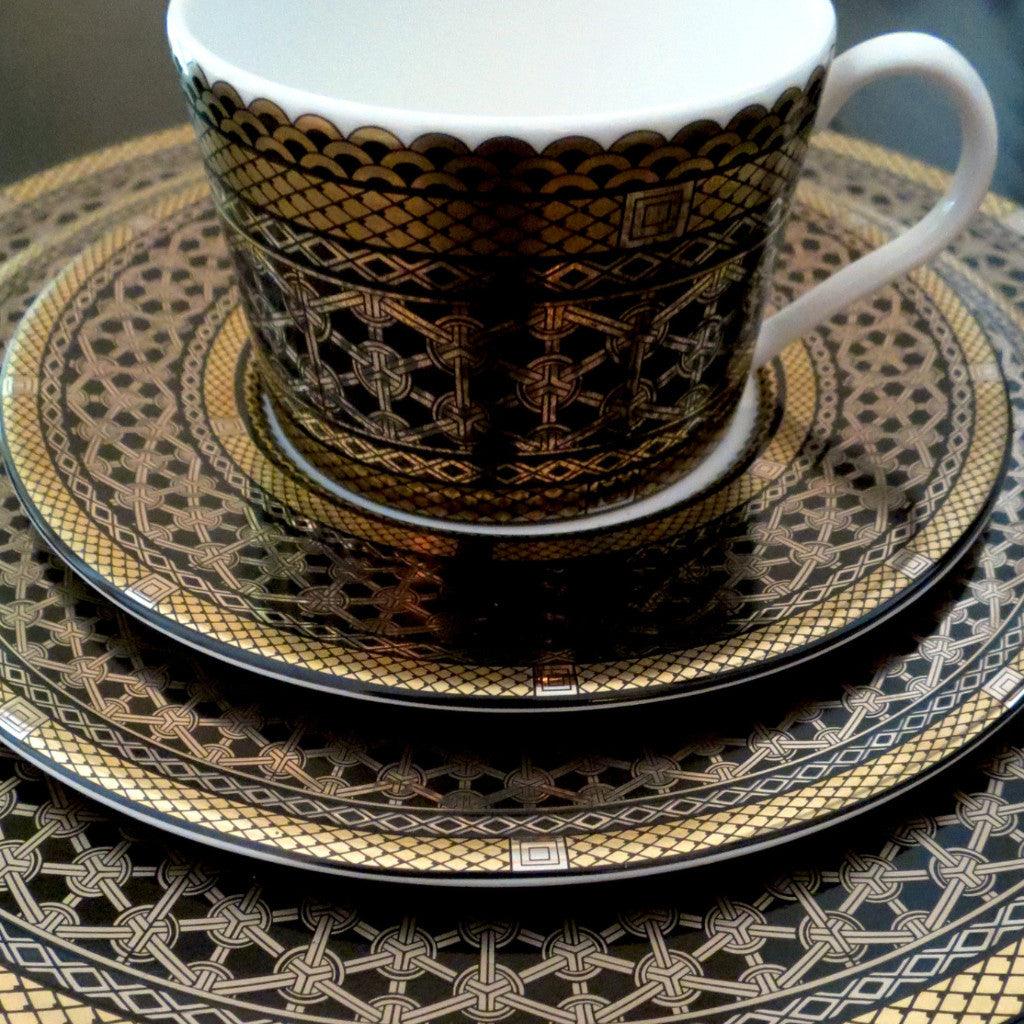 Premium Hawthorne Onyx Gold & Platinum Bread & Butter Plate Set - Elegant Dinnerware for Fine Dining, Tea Parties & Special Occasions