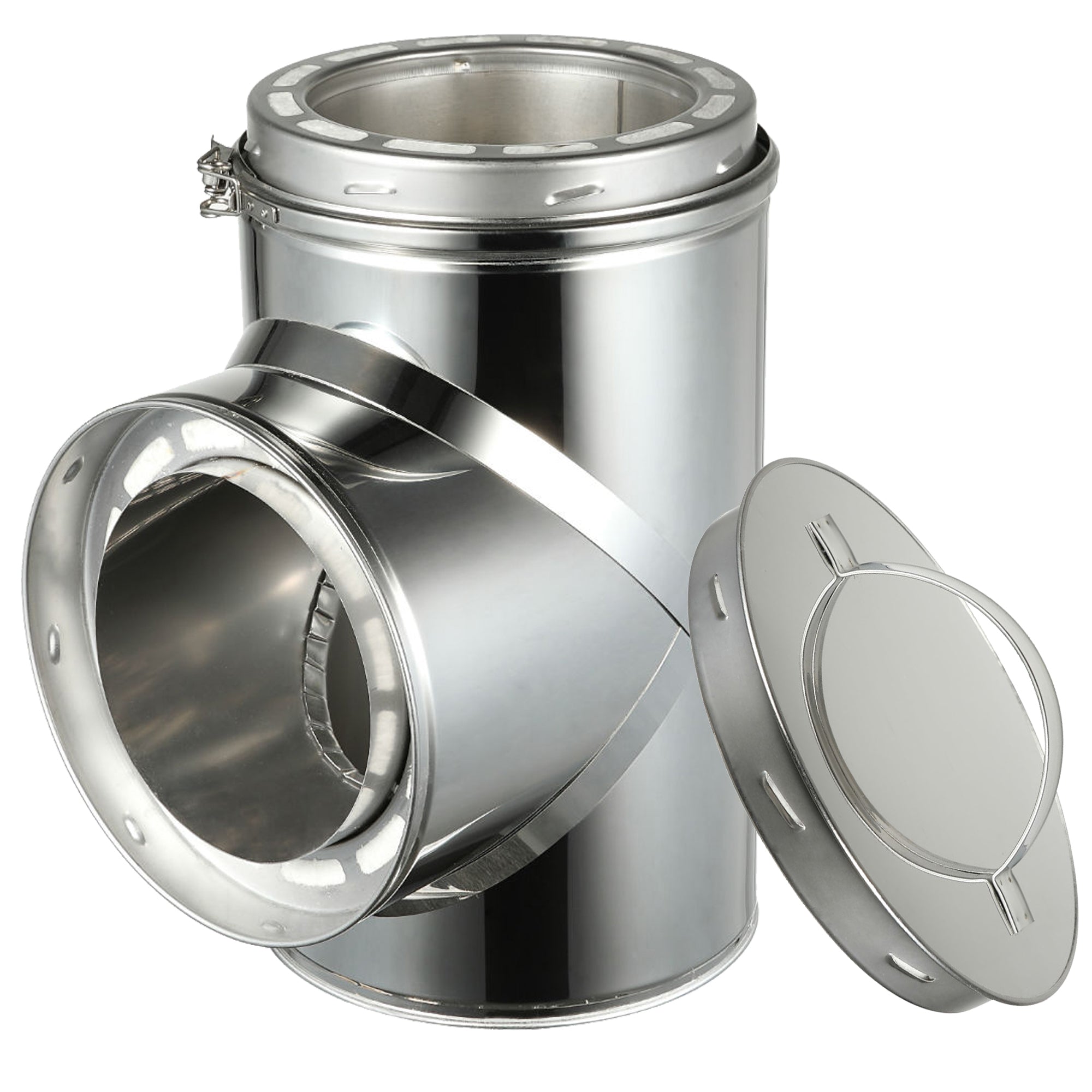 8 Inch Inner Diameter Chimney Pipe with Clean Out Tee - Durable Stainless Steel Flue Vent for Wood Stove, Fireplace & Pellet Stove Installation