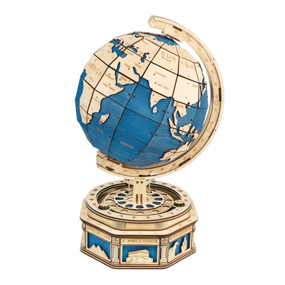 567PCS 3D Wooden Puzzle Globe DIY Model Building Kit - Educational STEM Toy for Adults & Kids, Laser Cut Craft Set for Home Decoration, Perfect Gift for Geography Lovers & Puzzle Enthusiasts | Great for Classroom Learning, Office Decor & Family Bonding Activities