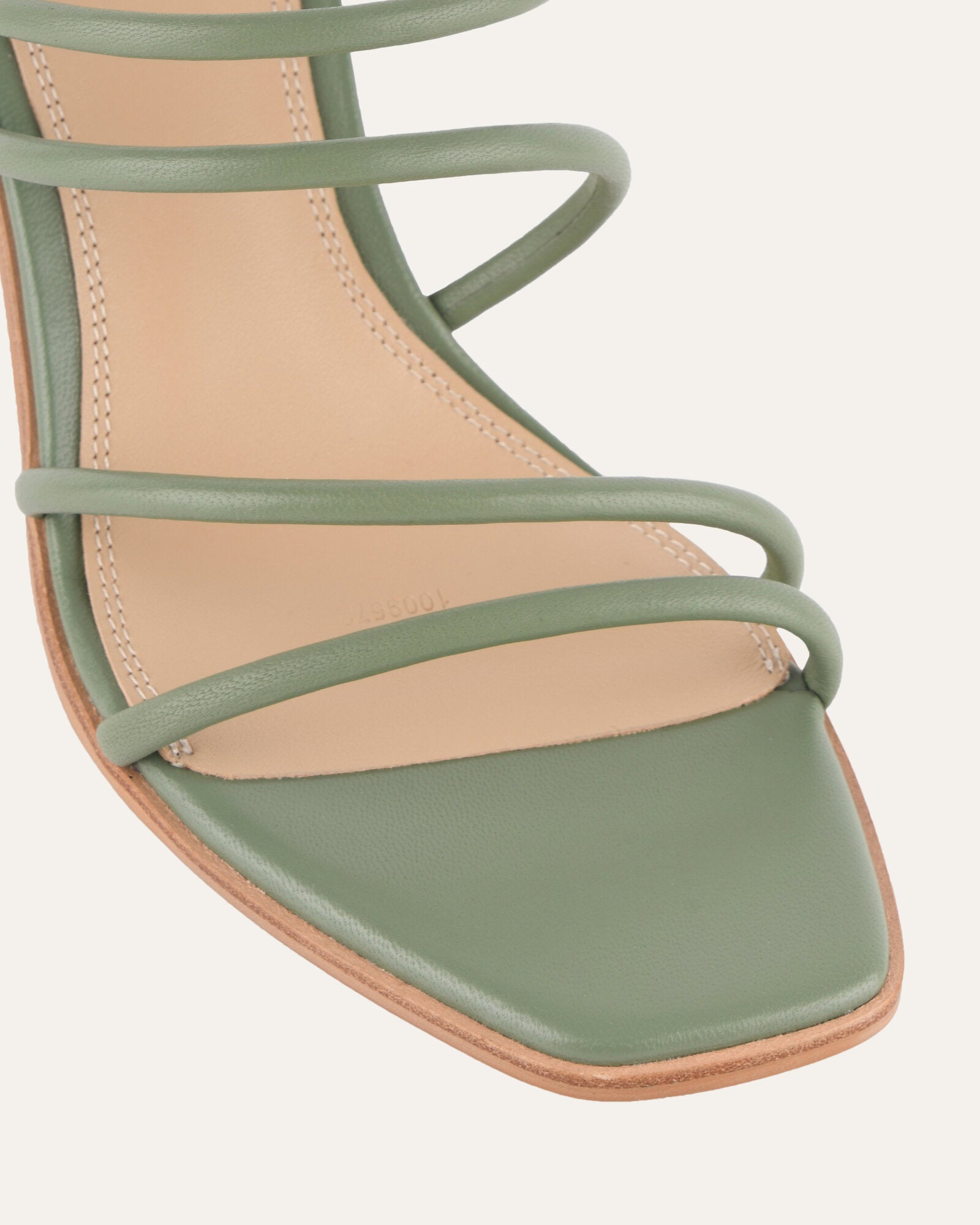 NAOMI Mid Heel Sandals for Women - Pistachio Green Leather Summer Shoes | Comfortable & Stylish for Weddings, Parties & Casual Outings