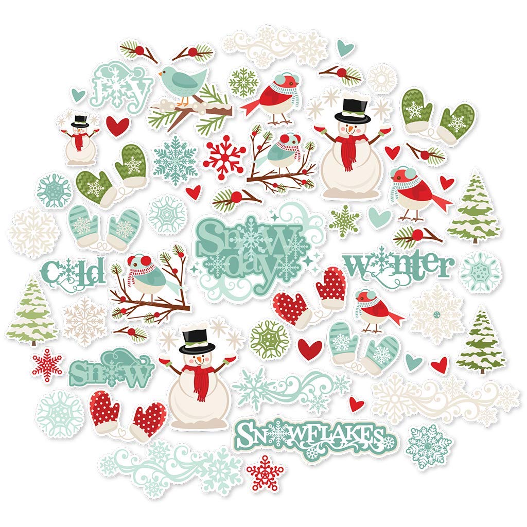 Winter Wonderland Paper Die Cuts for Christmas - 60+ Cardstock Scrapbook Embellishments by Miss Kate Cuttables - Perfect for Holiday Cards, DIY Scrapbooking & Gift Tags