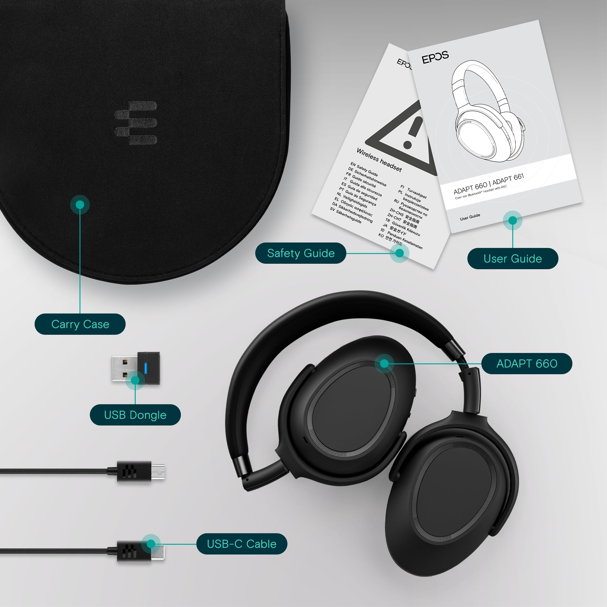EPOS ADAPT 660 Wireless Bluetooth Headphones with AI Noise Cancellation & Alexa Built-in | Certified for Microsoft Teams | Adaptive ANC Microphone System | Perfect for Remote Work, Online Meetings & Music Streaming