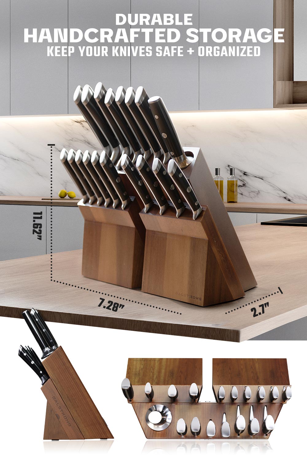 18-Piece Colossal Knife Set with Wooden Block - Gladiator Series Professional Kitchen Knives | NSF Certified | Dalstrong | Perfect for Home Chefs & Culinary Enthusiasts