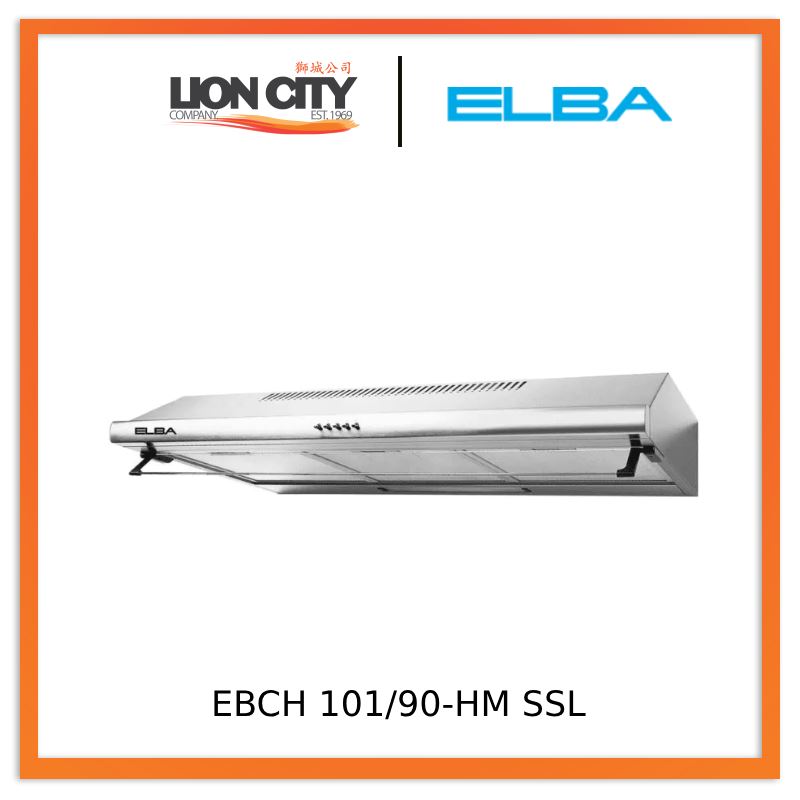 Elba EBCH 101/90 HM 90cm Stainless Steel Cooker Hood - Powerful Kitchen Extractor Fan with LED Lighting - Perfect for Modern Home Cooking & Ventilation