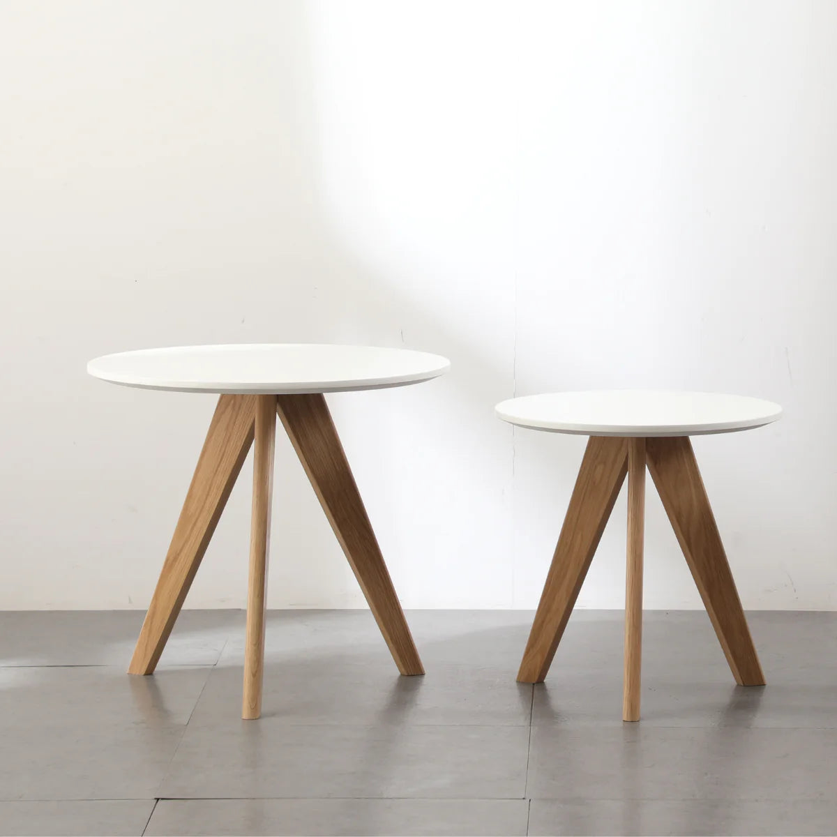 Scandinavian Glider Nesting Table Set of 2 - Modern Side Tables for Living Room, Bedroom & Office - Space Saving Coffee Tables with Smooth Gliding Motion