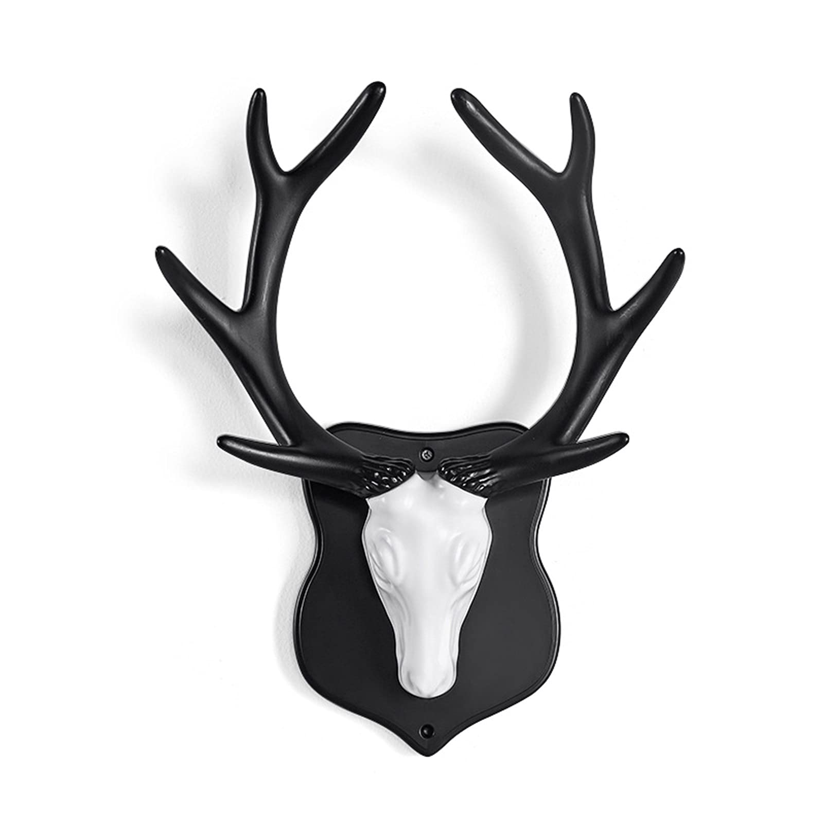 Deer Head Wall Hook Hanger - Black Coat & Hat Organizer, Key Holder, Towel Hook - No Drill Wall Mounted (34X44X12CM) - Perfect for Entryway, Bedroom & Bathroom Decor