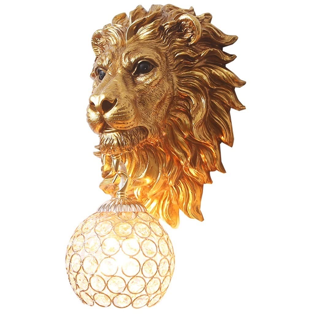 UNNS Golden Lion Resin Wall Mount Lights - Vintage Decorative Lighting for Living Room, Bedroom & Corridor - Creative Wall Lamp for Home Décor (Color: A) | Perfect for Accent Lighting & Retro Interior Design