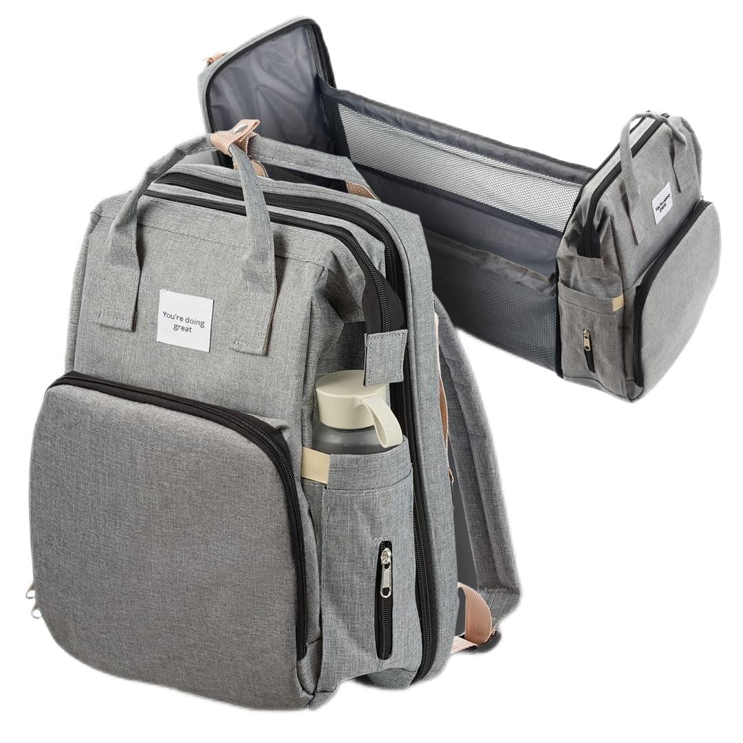 Internet Revolution Diaper Bag Backpack - Waterproof Baby Bag with Stroller Straps & Multiple Pockets | Stylish Gray Diaper Backpack for Moms | Perfect for Travel, Daycare & On-the-Go Parenting