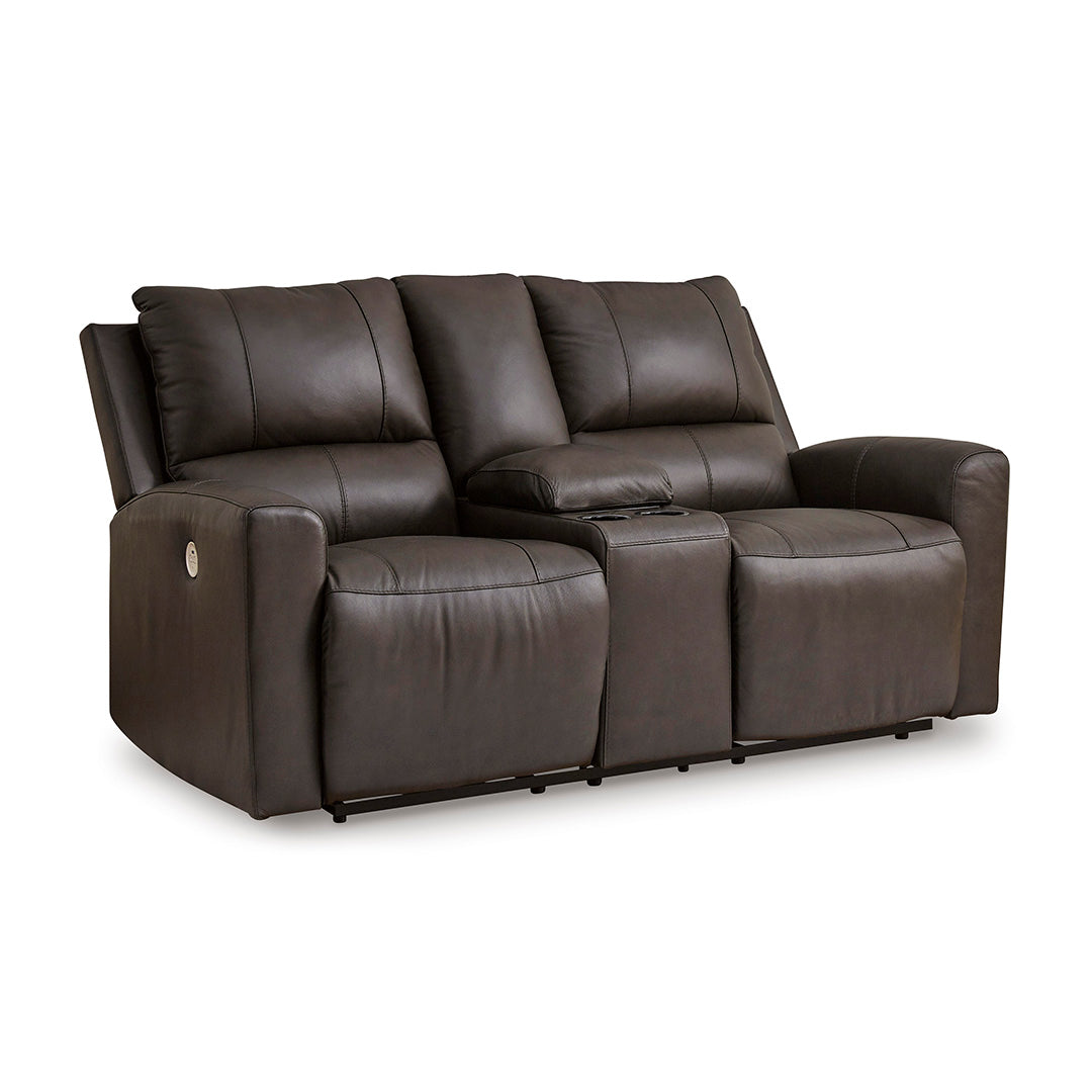 Boxmere Power Reclining Loveseat with Console - Modern Electric Recliner Sofa for Living Room, Home Theater & Small Spaces - Comfortable PU Leather Sectional Couch with Cup Holders & USB Charging Ports