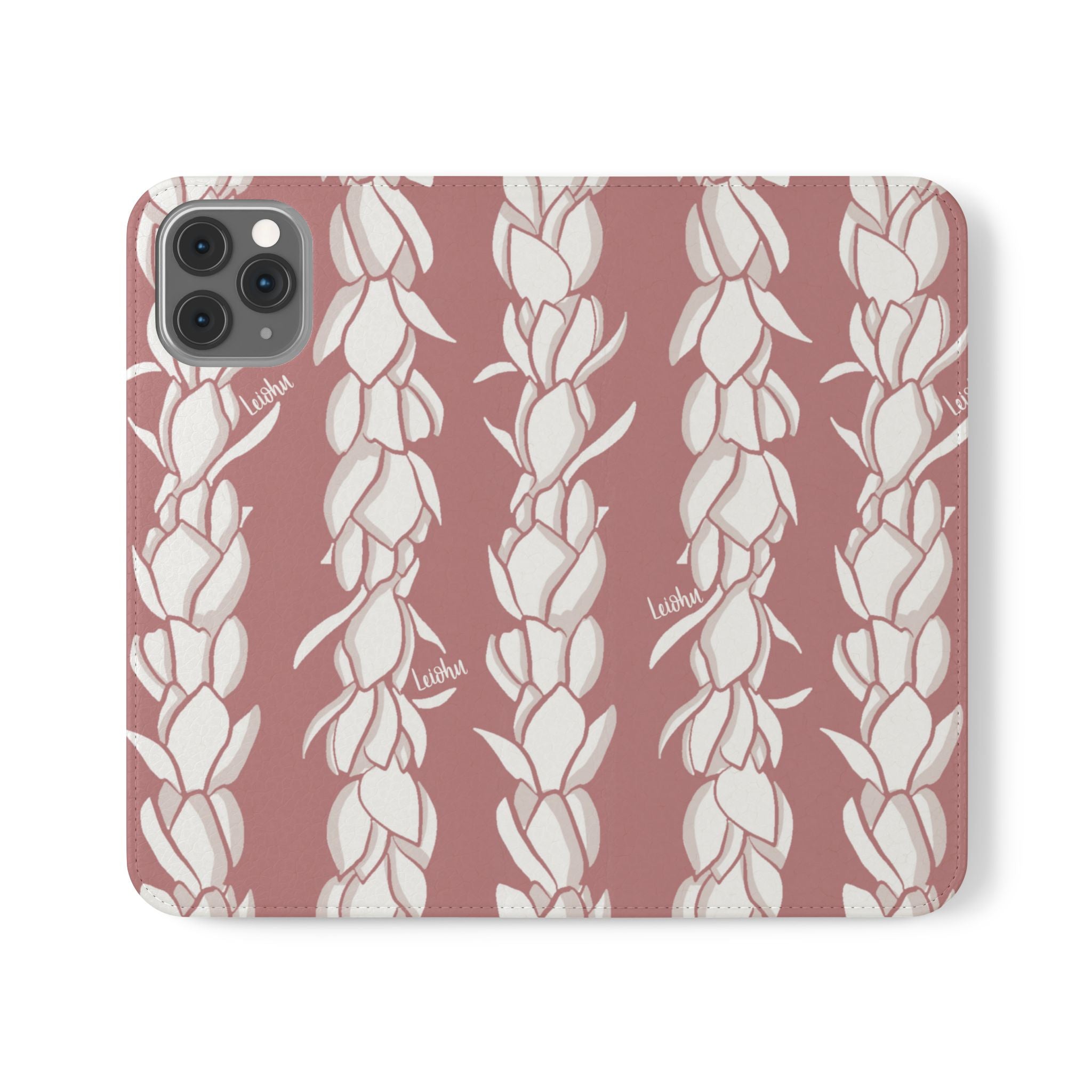 Pikake Lei Folio Case - Premium Hawaiian Flower Design Phone Cover for iPhone & Samsung | Perfect for Travel, Luau Parties & Hawaiian Themed Events