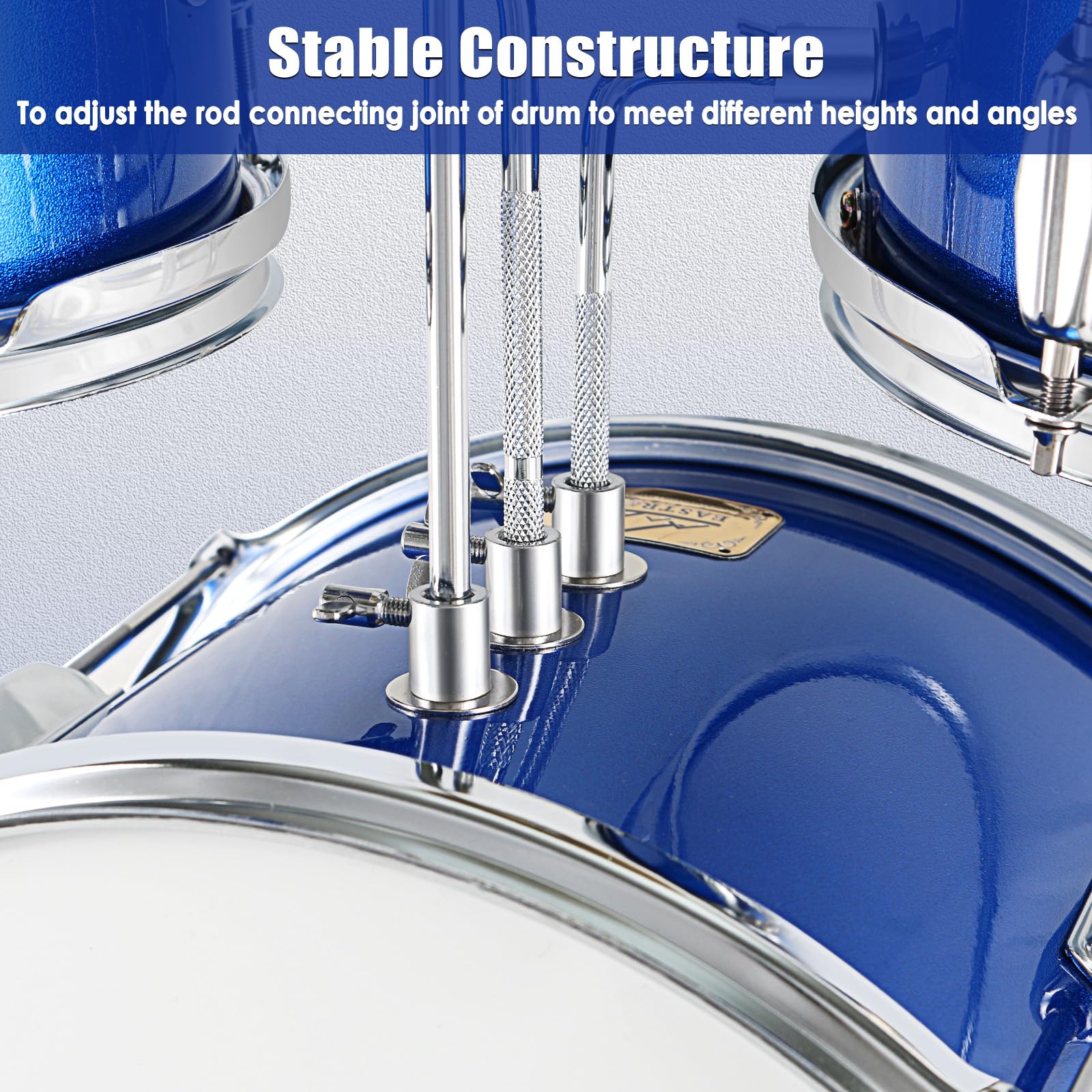 EASTROCK 3-Piece 14'' Kids Drum Set with Adjustable Throne, Cymbal, Pedal & Drumsticks - Perfect for Beginners & Junior Drummers (Dark Blue) | Ideal for Home Practice, Music Lessons & Kids Birthday Gifts