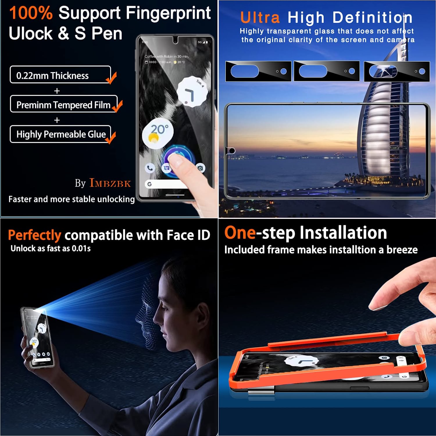 Google Pixel 7 Case Clear 3-Pack with Tempered Glass Screen Protector - Shockproof Slim Fit Protective Cover for Google Pixel 7 - Perfect for Work, Travel & Everyday Use