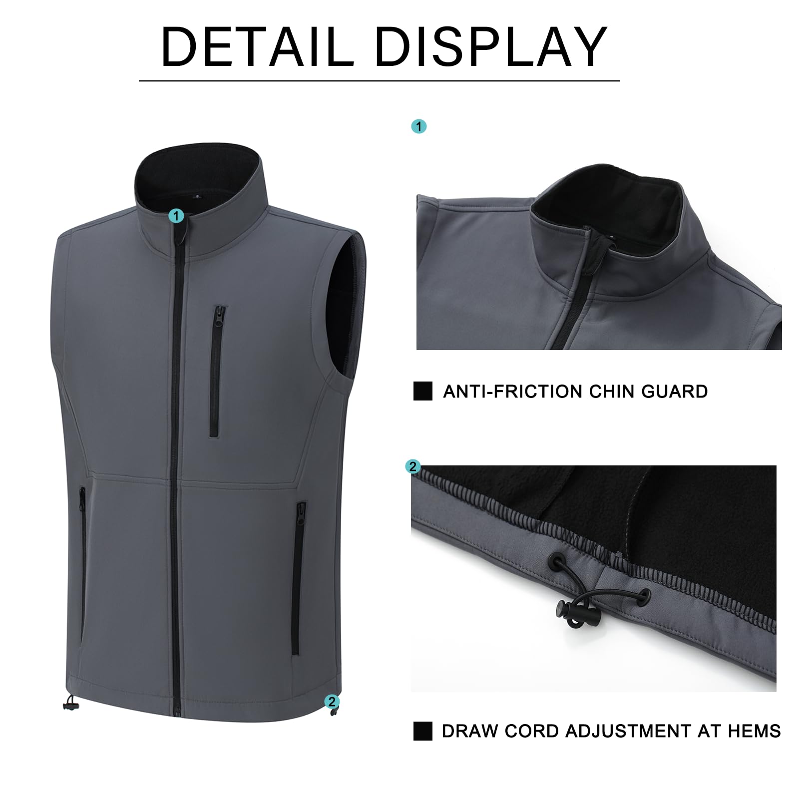 Men's Lightweight Softshell Vest - Windproof Puffer Sleeveless Jacket for Golf, Running & Outdoor Activities | Breathable Outdoor Wear for Hiking, Cycling & Casual Use