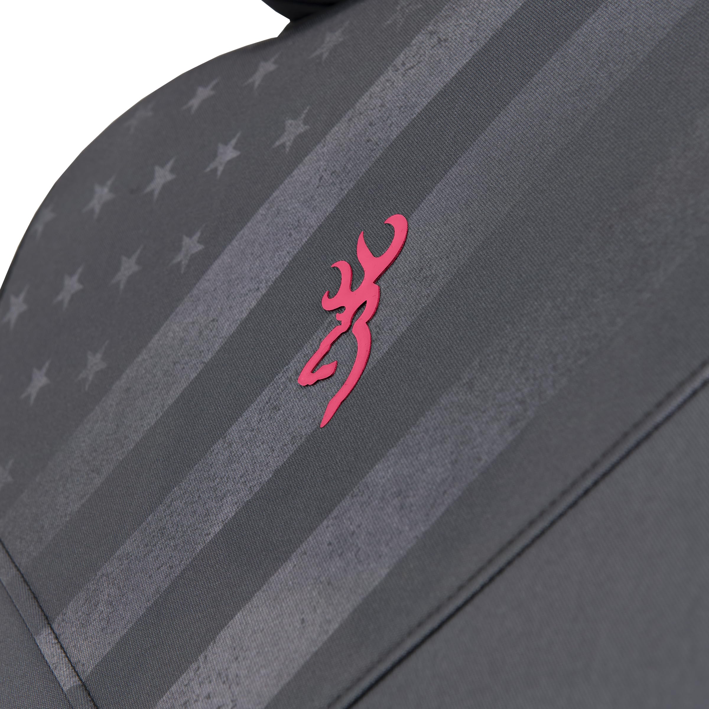 Browning Universal Low Back & Bench Seat Covers - Waterproof, Dirt Resistant Car Seat Protectors for Trucks & SUVs - Gray/Flag Design - Single Low Back Cover - Perfect for Road Trips, Camping & Outdoor Adventures