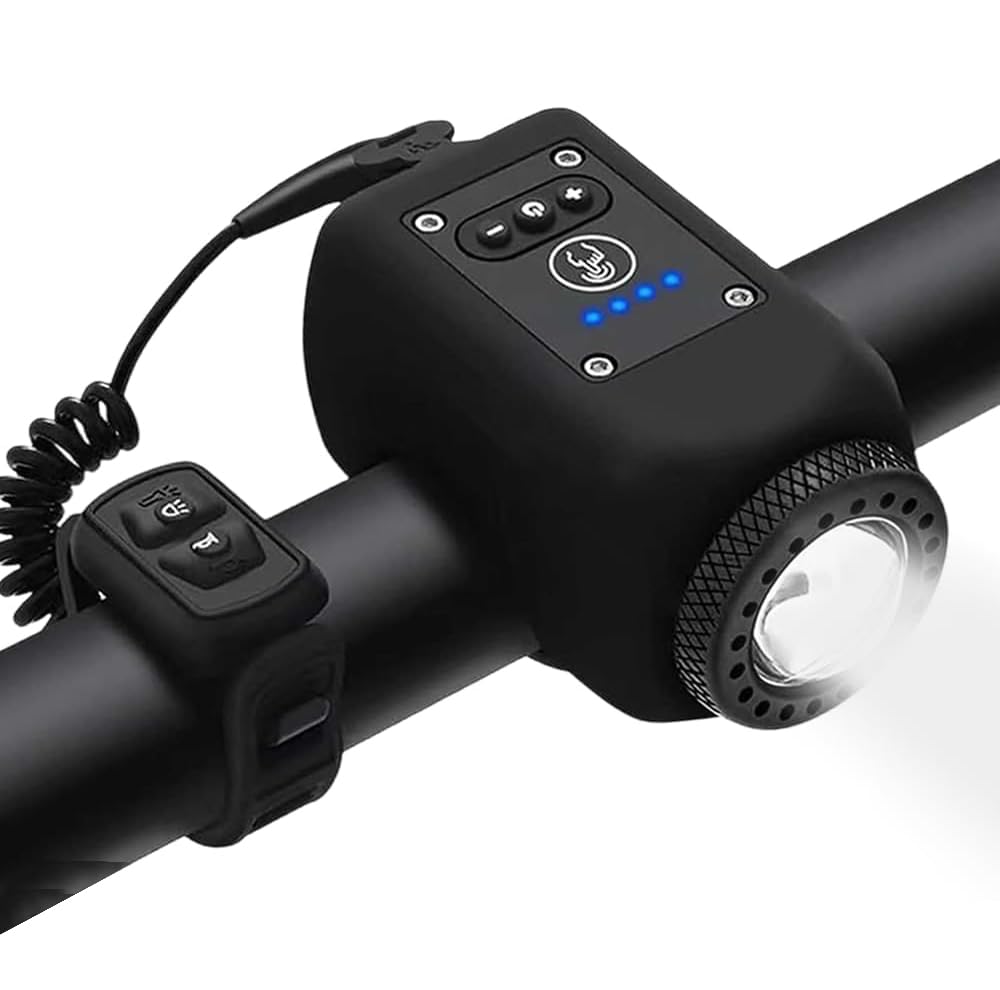 110dB Electric Bike Horn & Light 2-in-1 - Rechargeable Waterproof Bicycle Light with 5 Sound Modes for Mountain Bikes - Perfect for Kids, Boys & Adults - Ideal for Night Riding, Commuting & Safety Alerts