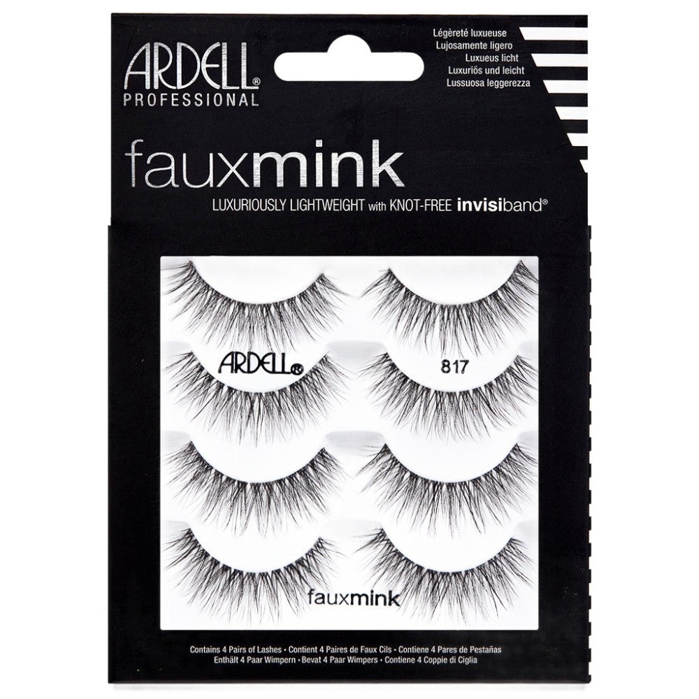 Ardell Faux Mink Lashes #817 - 4 Pack Multipack for Natural Volume & Glamorous Look | Perfect for Weddings, Parties & Everyday Wear