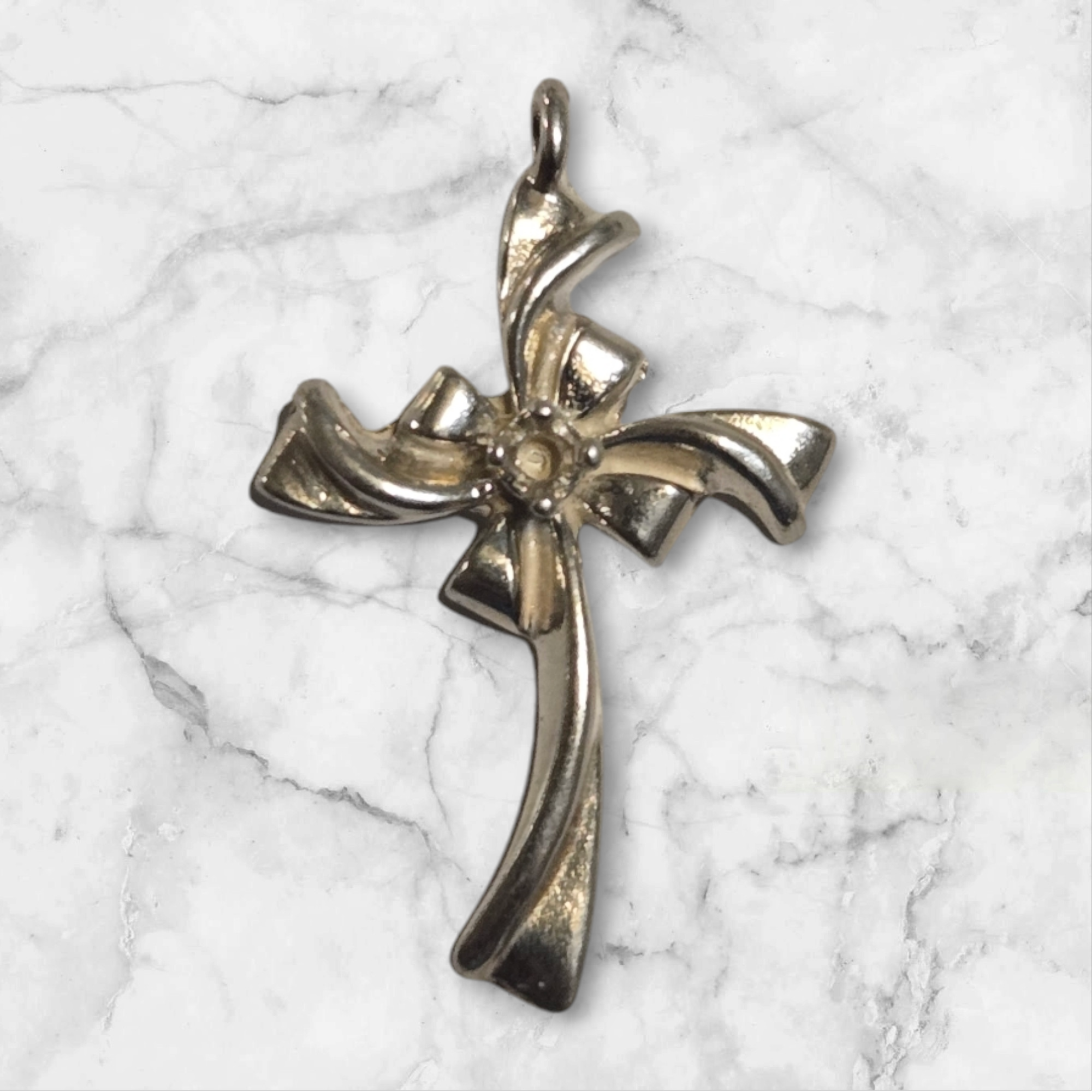 Solid Sterling Silver or 14kt Gold Round Cross Pendant Setting - Handcrafted in USA - Perfect for Necklaces, Gifts & Religious Jewelry