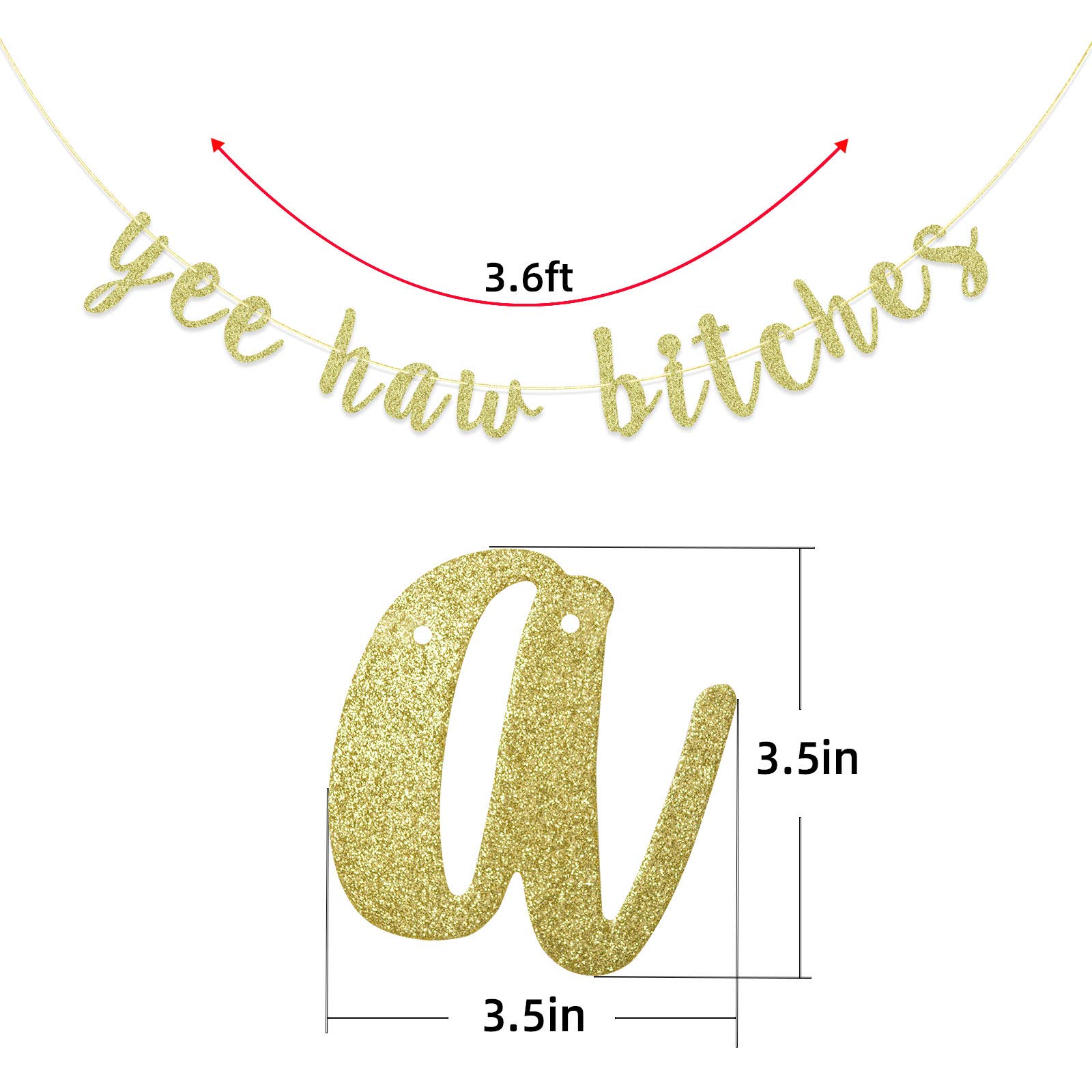 Yee Haw Bitches Banner - Nashville Bachelorette Party Decorations, Glitter Hen Party Sign, Gold Bridal Shower Decor - Perfect for Western Theme Bachelorette Parties & Country Wedding Celebrations