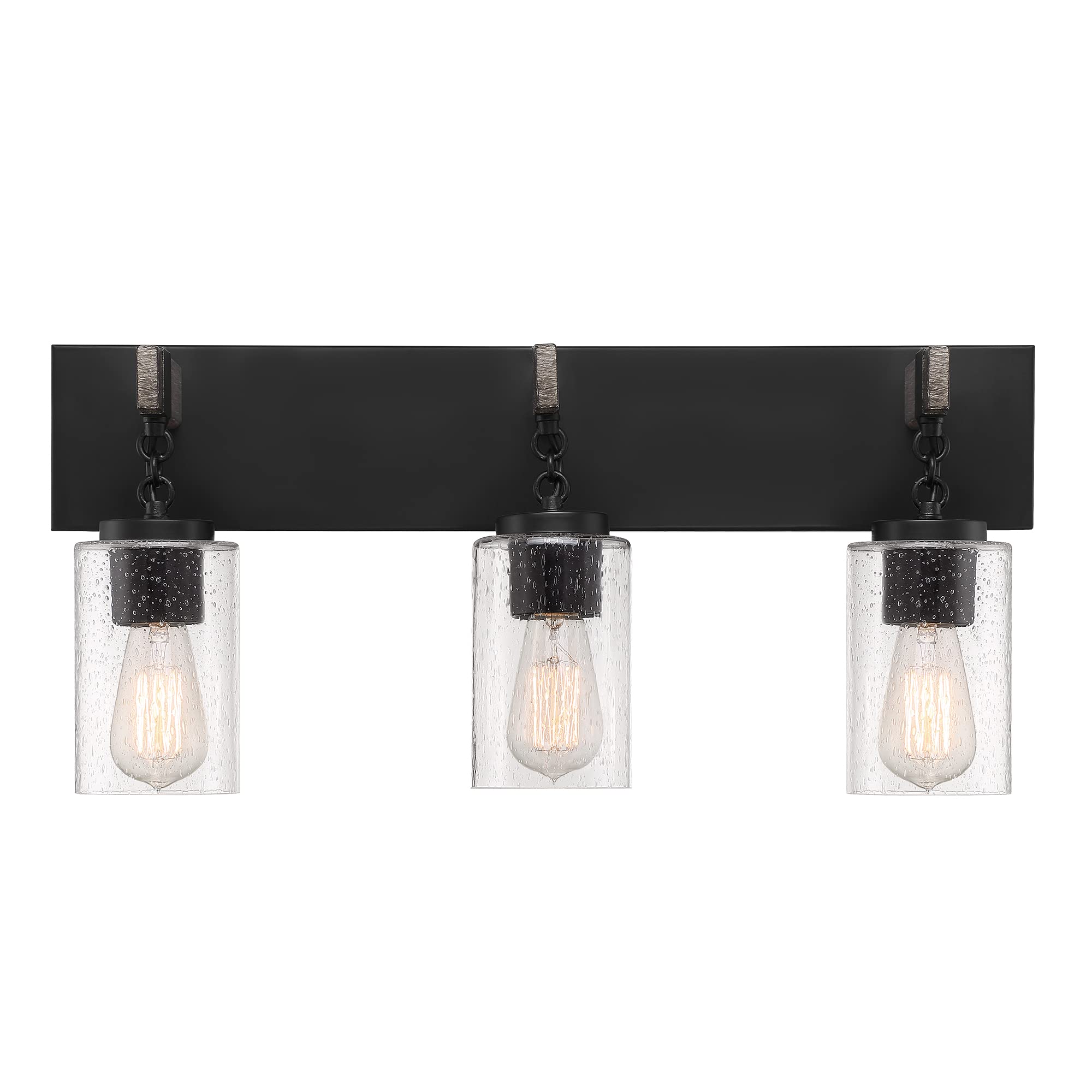 DESIGNERS FOUNTAIN Fulton 3-Light Bathroom Vanity Light Fixture, Matte Black Finish, Modern Bathroom Lighting for Vanity Mirror, D202M-3B-MB - Perfect for Master Bath, Powder Room & Spa Style Decor