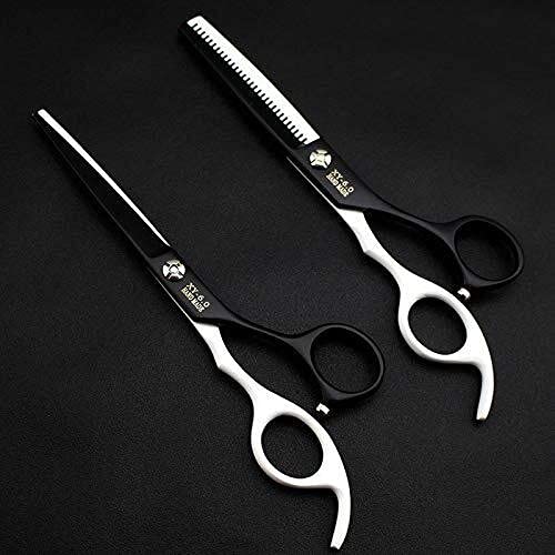Professional 6 Inch Hair Cutting Scissors - Sharp Barber Shears for Hairdressing, Pet Grooming & Styling (Red Black Straight) | Perfect for Salon, Home Use & Dog/Cat Grooming | BY KKZY