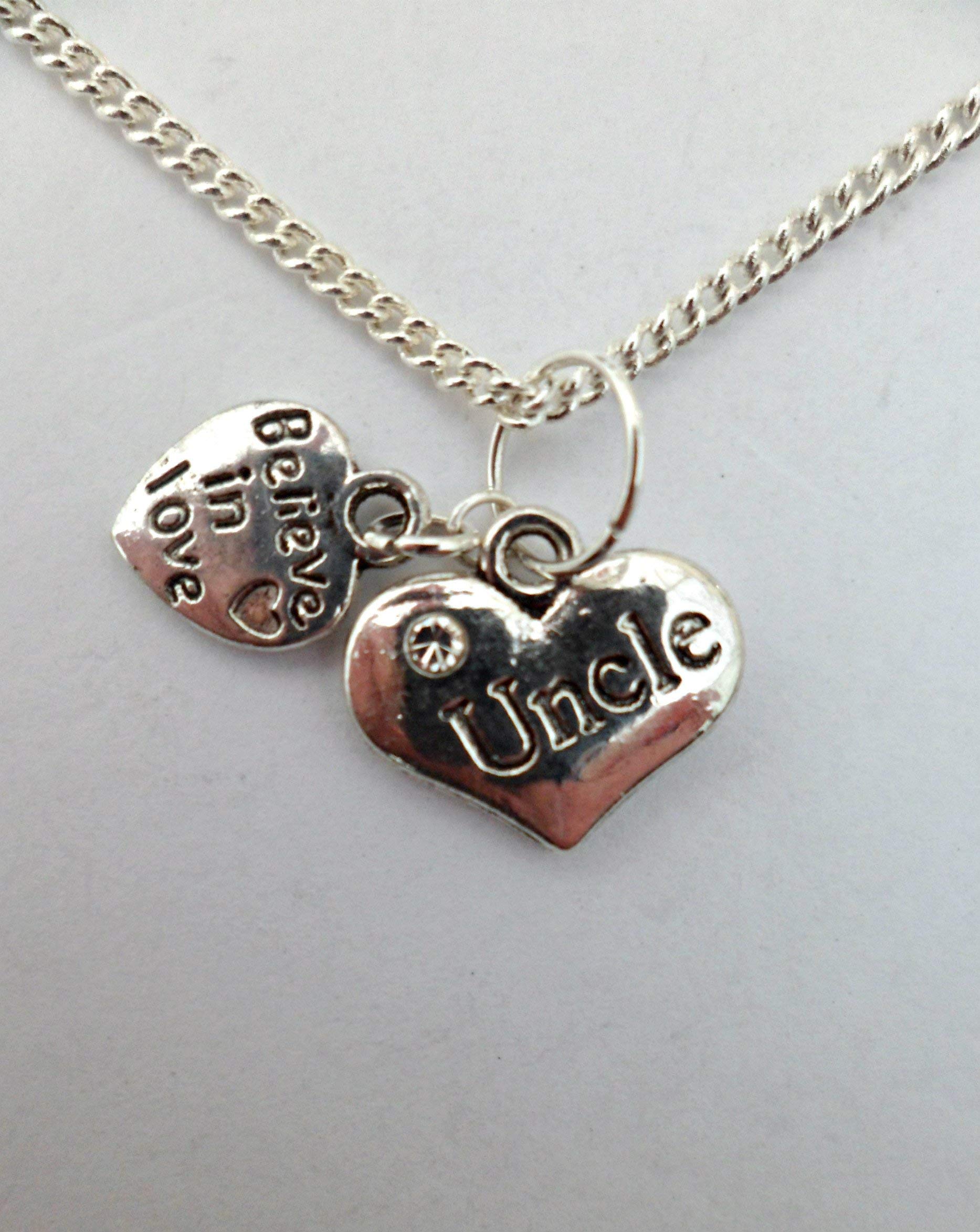 Sterling Silver Plated Heart Pendant Necklace for Men - Uncle Gift with Gemstone Charm - Perfect for Birthdays, Anniversaries & Father's Day