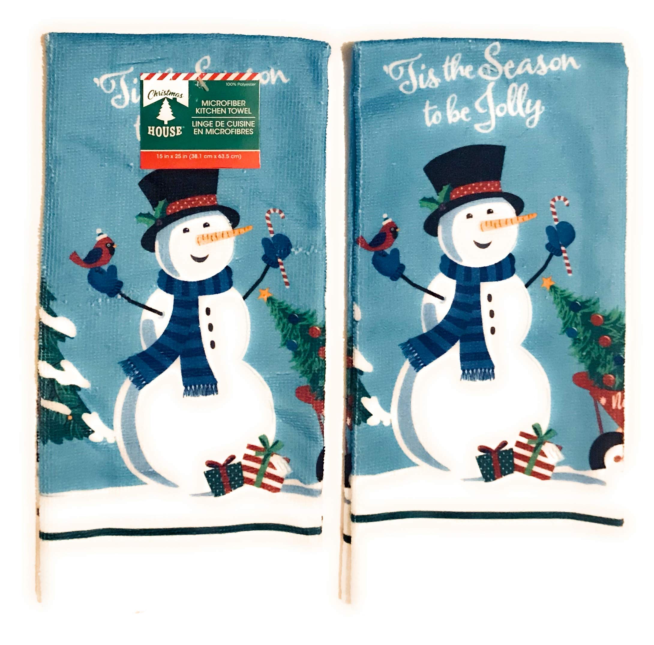 Christmas Kitchen Towel Set of 2 - Holiday Dish Towels with 'Tis The Season to be Jolly' Design - Perfect for Holiday Cooking, Baking & Festive Kitchen Decor