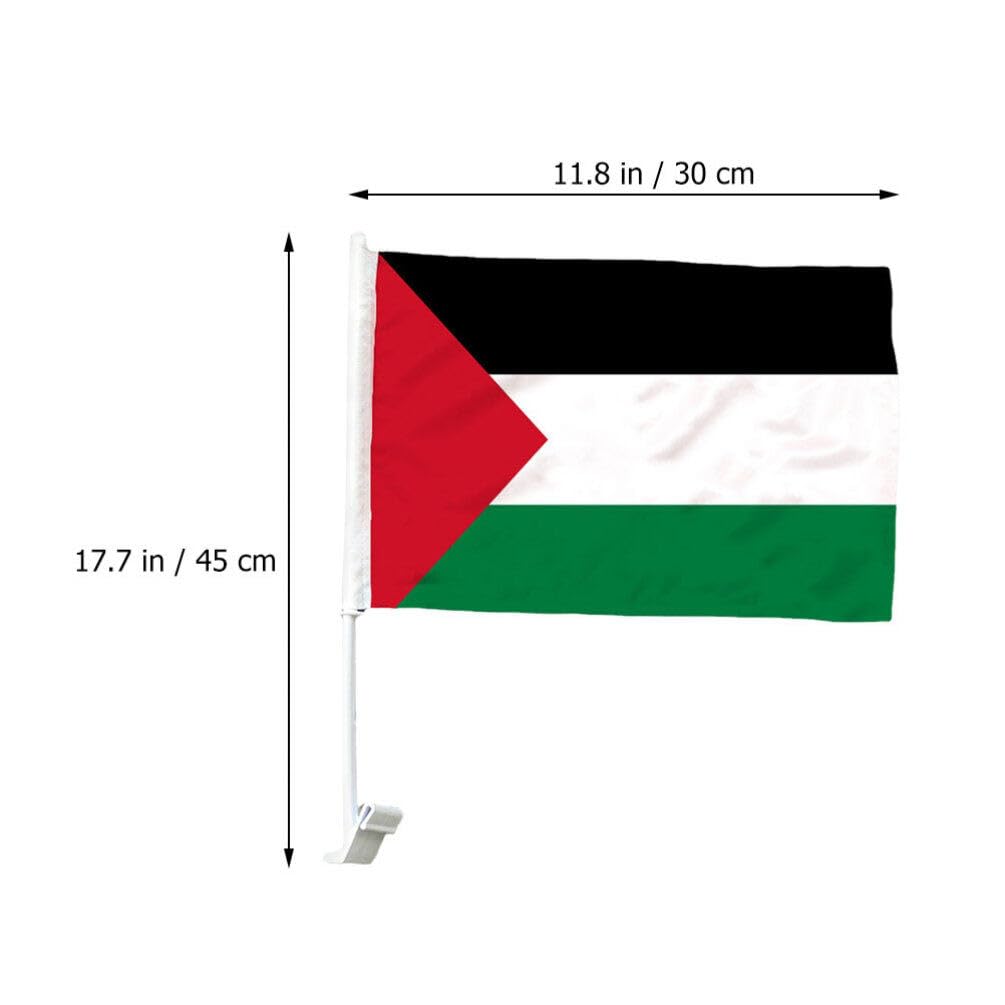 2 Pack Palestine Car Flags with Pole - Palestinian Vehicle Banner for Windows, Bumpers & Parades - Show Support with Durable Car Accessories for Cars, Trucks & SUVs