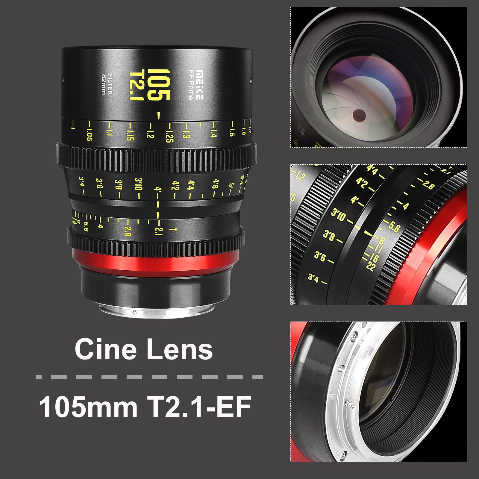 Meike Cinema Full Frame 105mm T2.1 Prime Lens for Canon RF Mount - Professional Cine Lens for Filmmaking, Videography & Portrait Photography