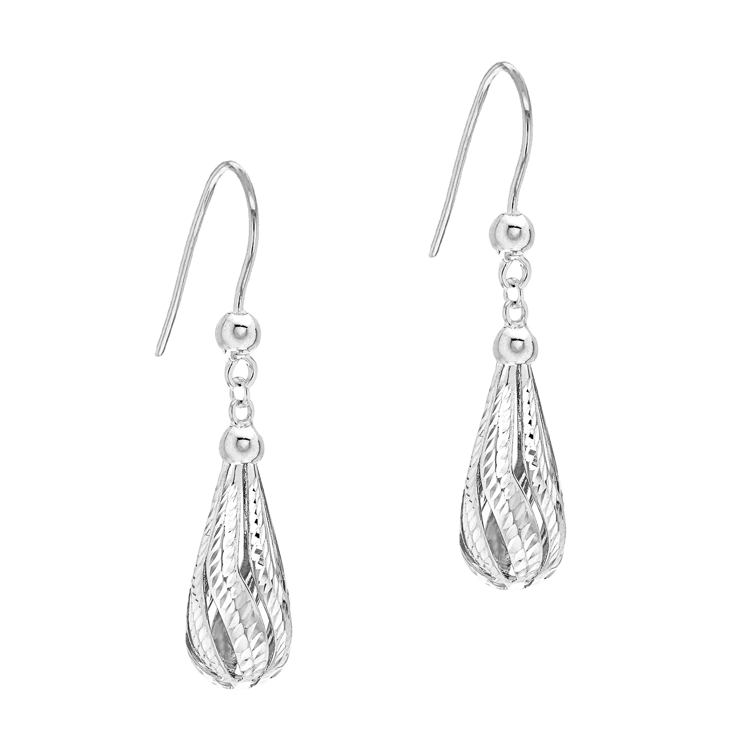 Carissima 9K Gold Diamond Cut Teardrop Earrings for Women - Elegant Dangle Drop Earrings for Wedding, Party & Special Occasions