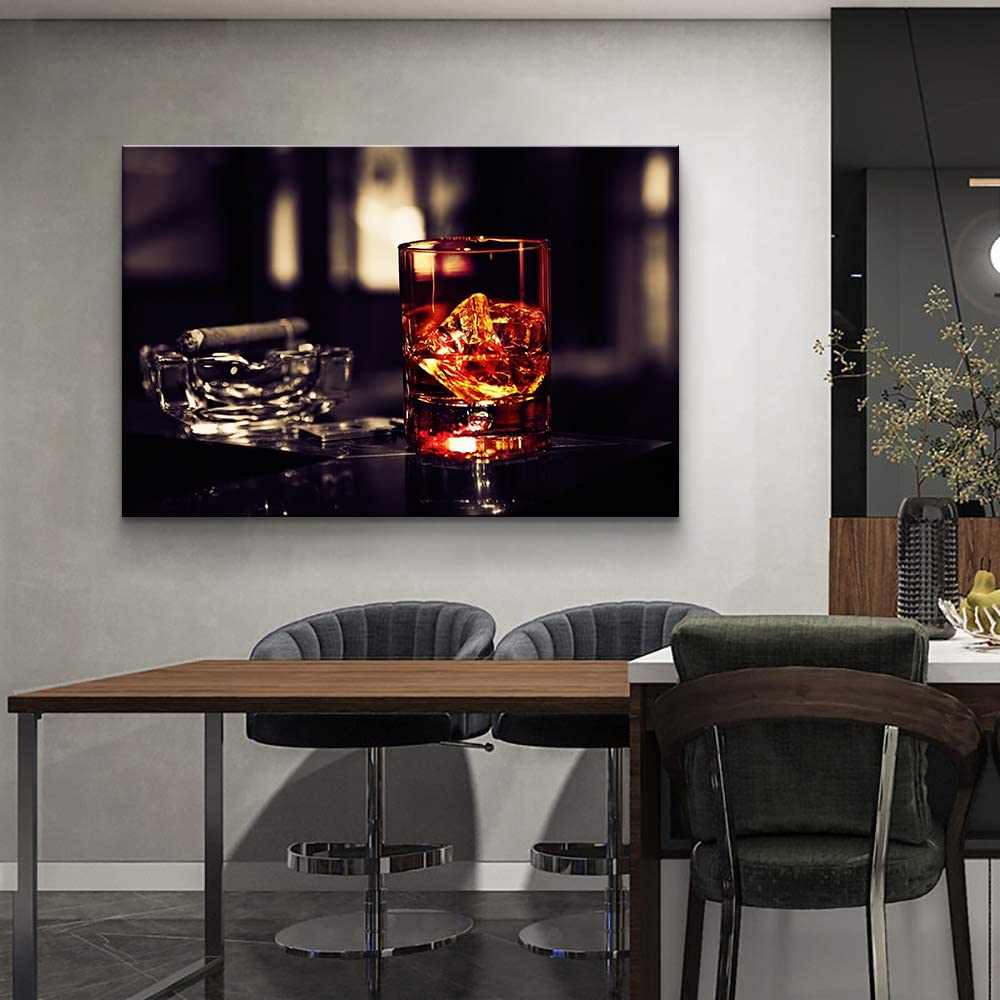 Bar Art Kitchen Frames - 12x18 Inch Whiskey Wall Decor & Food Poster for Dining Room, Pub, Bar - Perfect for Home Decor, Restaurant, Man Cave & Gift Ideas