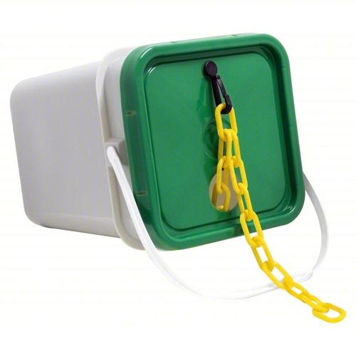 Mr. Chain Plastic Barrier Chain Pail - 1.5 Inch x 300 Foot Yellow Safety Rope for Crowd Control & Event Management | Heavy-Duty Construction Site Barrier, Warehouse Safety, Retail Queue Lines