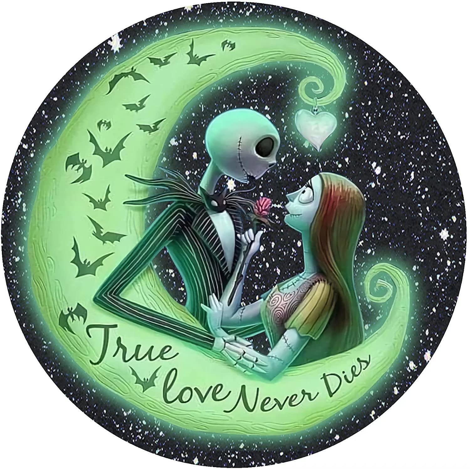 1000pc Round Jigsaw Puzzle - Jack & Sally Halloween for Adults & Kids - Fun Educational Game for Family Night
