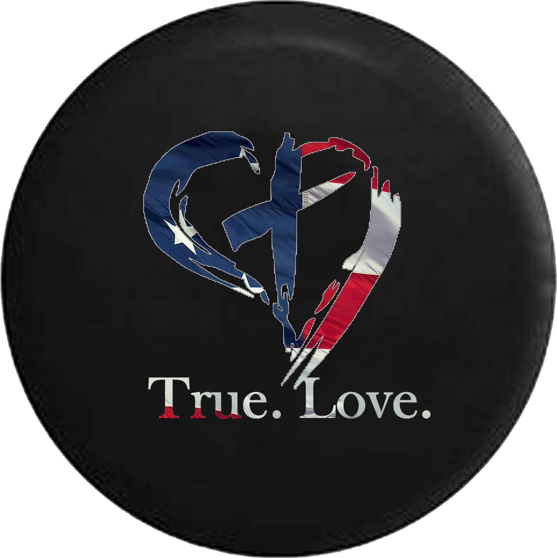 30 Inch Tire Cover with Christian Cross & American Flag Design - True Love in Heart for Cars, Trucks, SUVs & RVs - Waterproof & UV Resistant