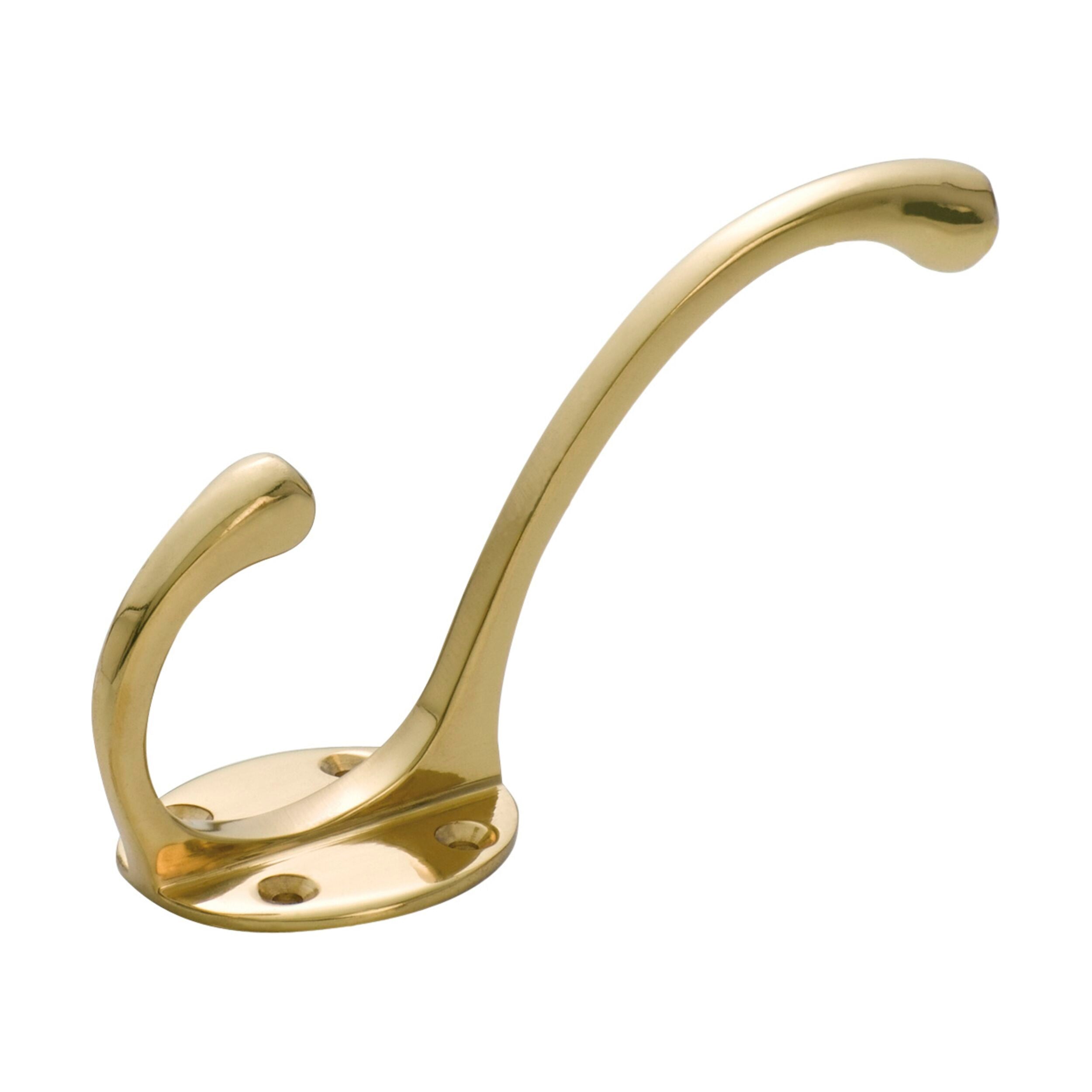 Victorian Large Polished Brass Hat & Coat Hook - 3920 (H125xP70mm) - Elegant Wall Mounted Entryway Organizer for Home, Office, or Hotel Decor