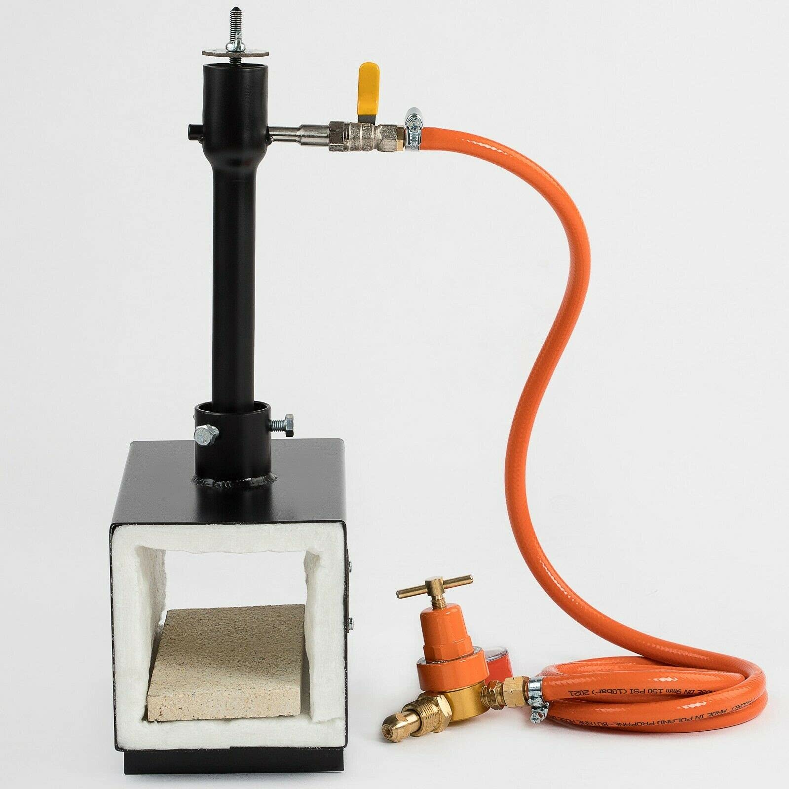 DEVIL-FORGE DFPROF1b Propane Gas Forge - 80,000 BTU Single Burner with Gas Ball Valve & Air Choke for Knife Making, Blacksmithing, Farrier Work - Reaches 2500°F/1370°C - Perfect for Metalworking, Jewelry Crafting & DIY Projects
