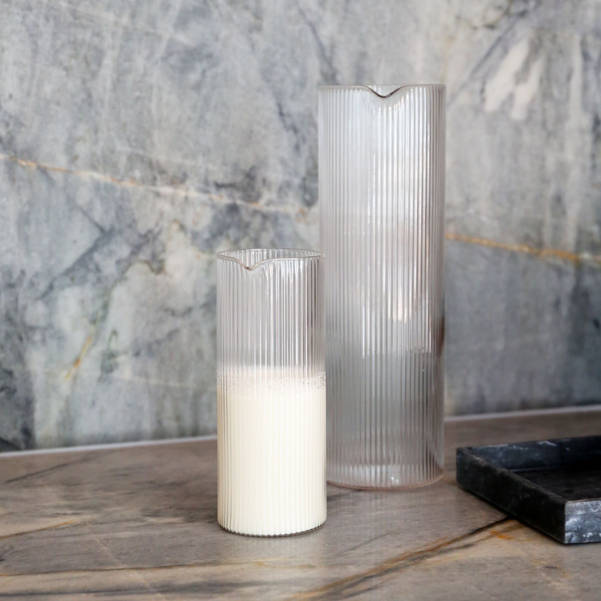 FERM LIVING Ripple Water Jug - Clear Glass Pitcher for Water, Juice & Iced Tea | Elegant Home & Kitchen Decor | Perfect for Parties, Dining & Entertaining