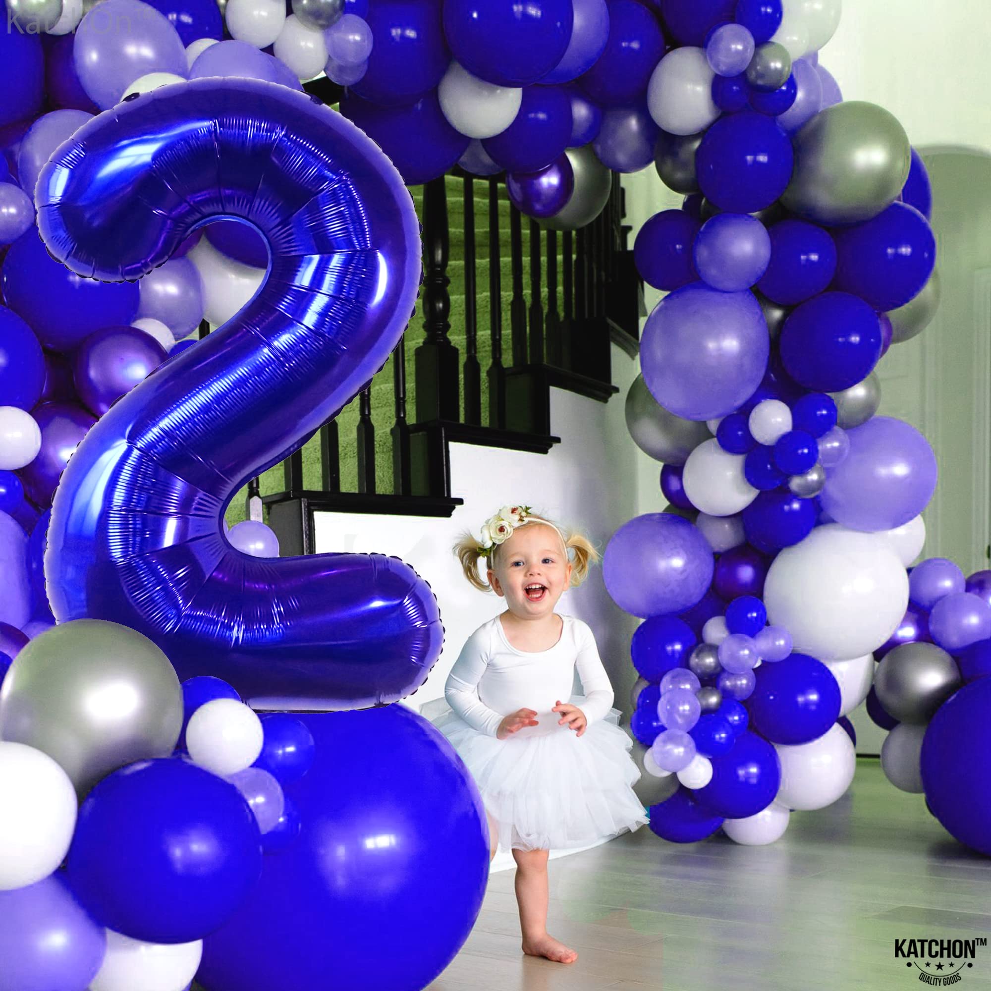 KatchOn Giant 40 Inch Royal Blue Number 2 Balloon - Baby Shark Themed 2nd Birthday Decorations for Boys | Perfect for Birthday Parties, Baby Showers & Anniversary Celebrations