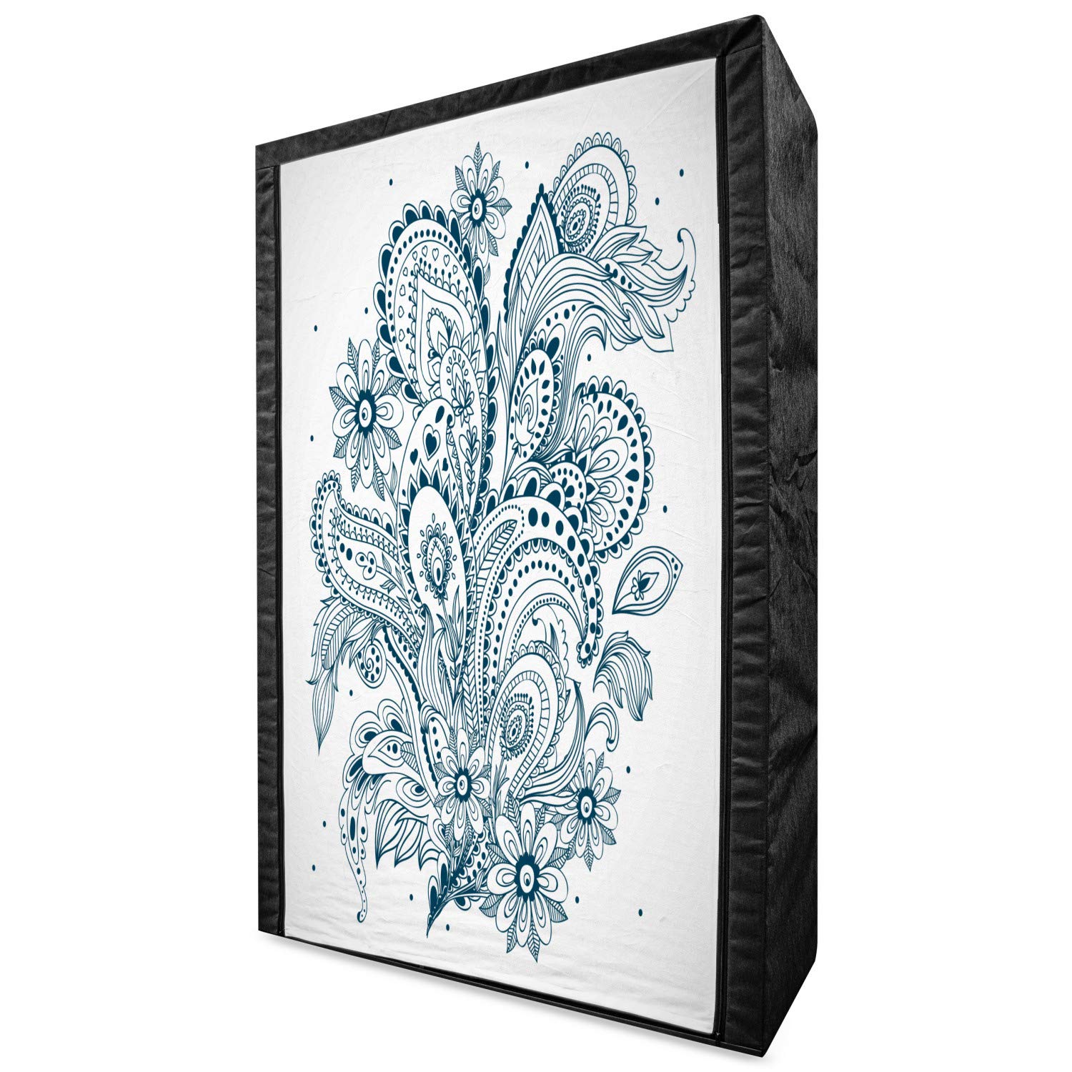 Ambesonne Portable Fabric Wardrobe - Doodle Floral & Abstract Leaves Print, 42.5