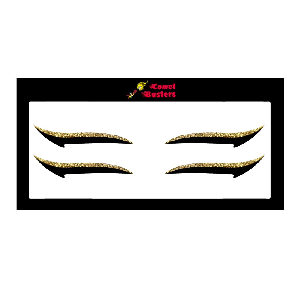 Comet Busters Glitter Gold Eyeliner Stickers (EYE032) - Waterproof Self-Adhesive Eye Makeup Stickers for Parties, Halloween, Cosplay & Special Occasions