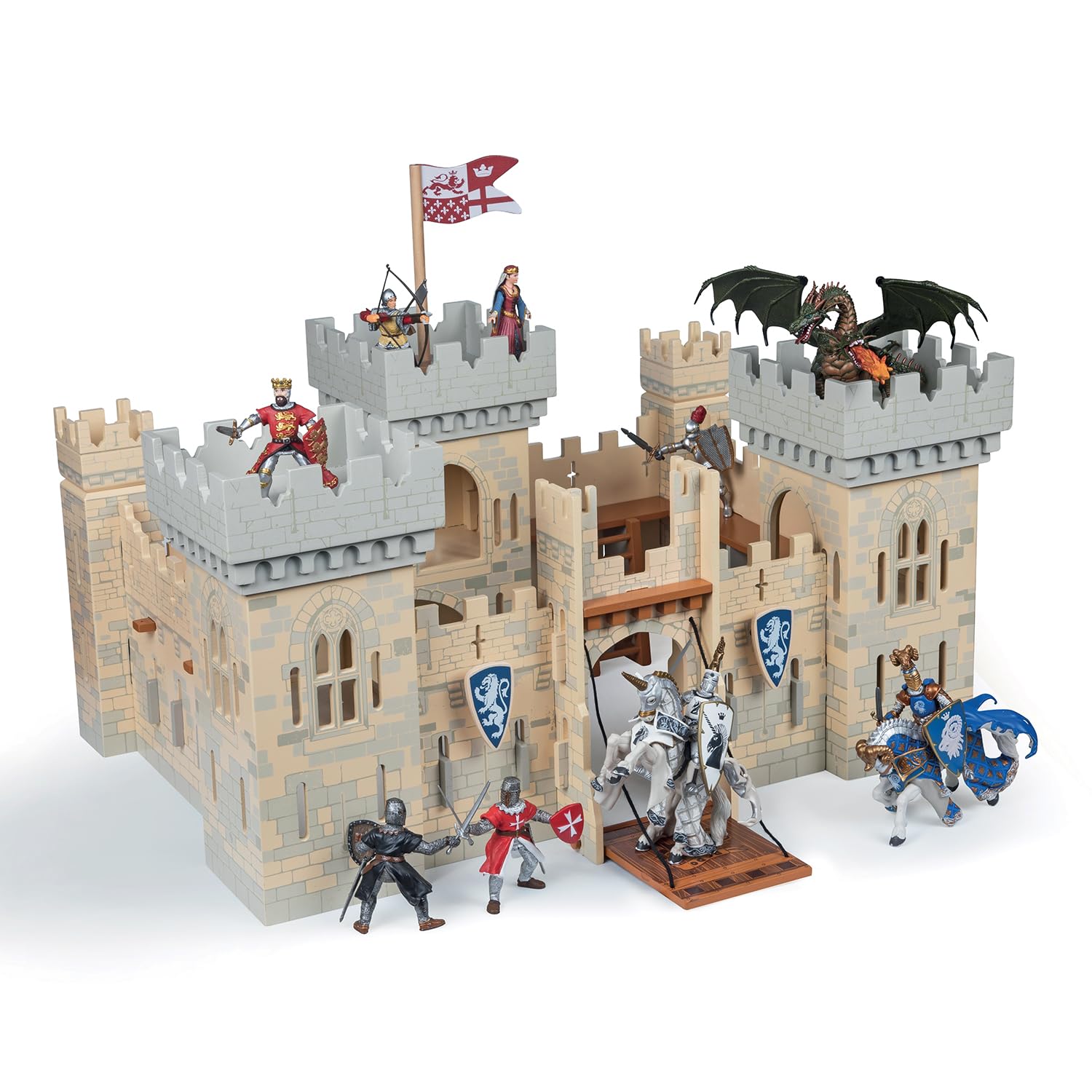 Papo Medieval & Fantasy Weapon Master Castle 60002 - Wooden Playset for Action Figures - Collectible Toy for Kids Ages 3+ - Perfect for Boys & Girls - Imaginative Play, Storytelling & Medieval Battles