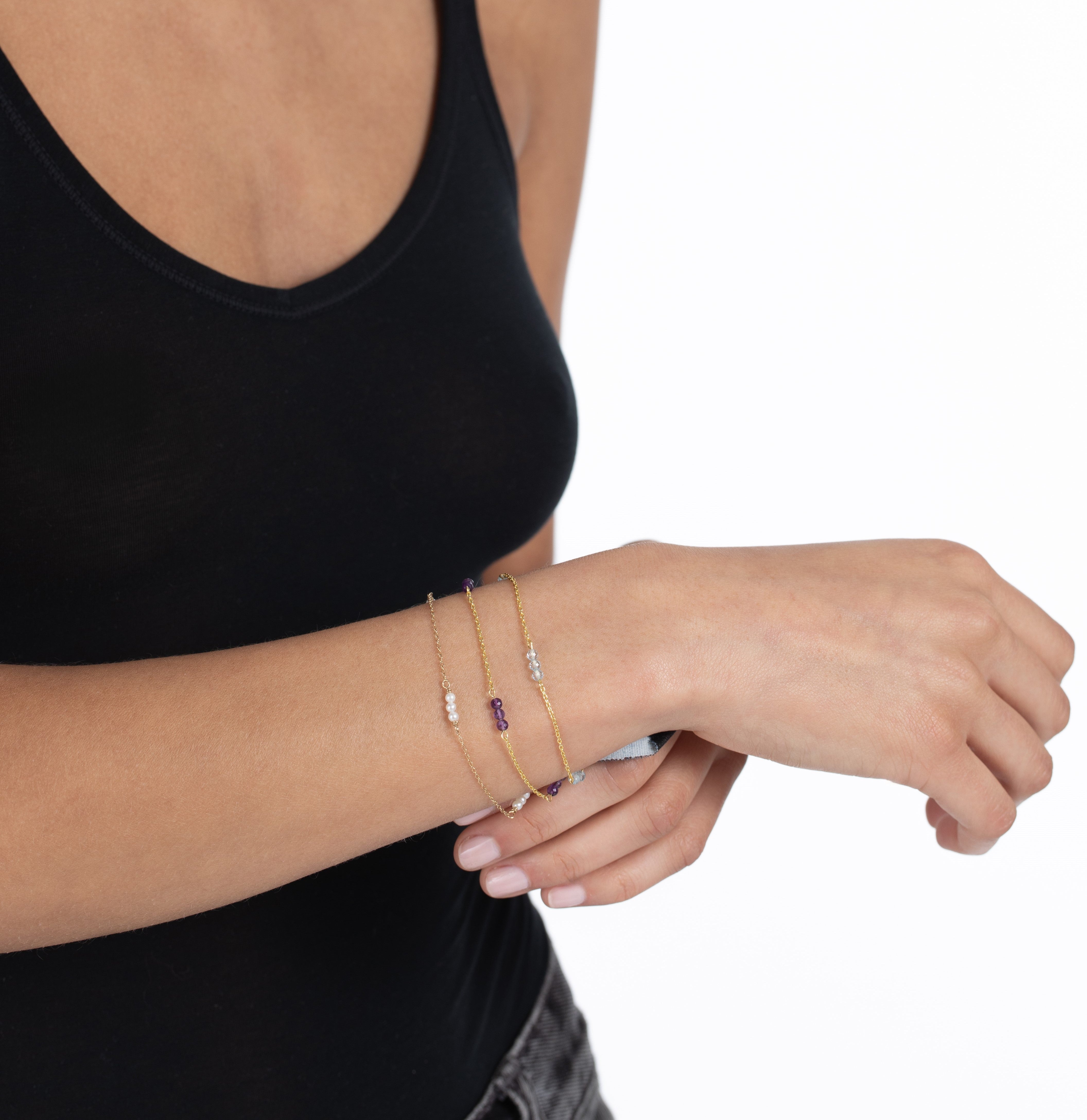 Blue Topaz Bead Station Bracelet for Women - Elegant Adjustable Crystal Jewelry Gift for Birthday, Anniversary & Special Occasions
