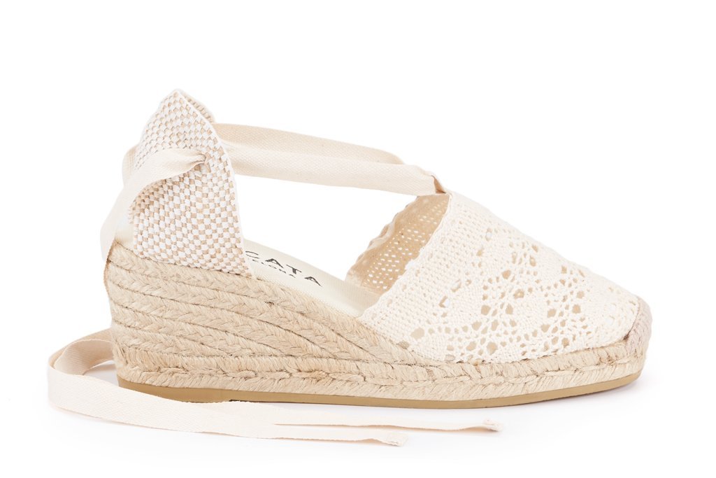 Viscata Escala Women's Lace-up Espadrille Wedges 2.5 Inch Heel - Handmade in Spain Summer Shoes with Breathable Canvas Upper & 100% Natural Jute Midsole - Traditional Spanish Wedge Sandals for Beach, Vacation & Casual Outfits